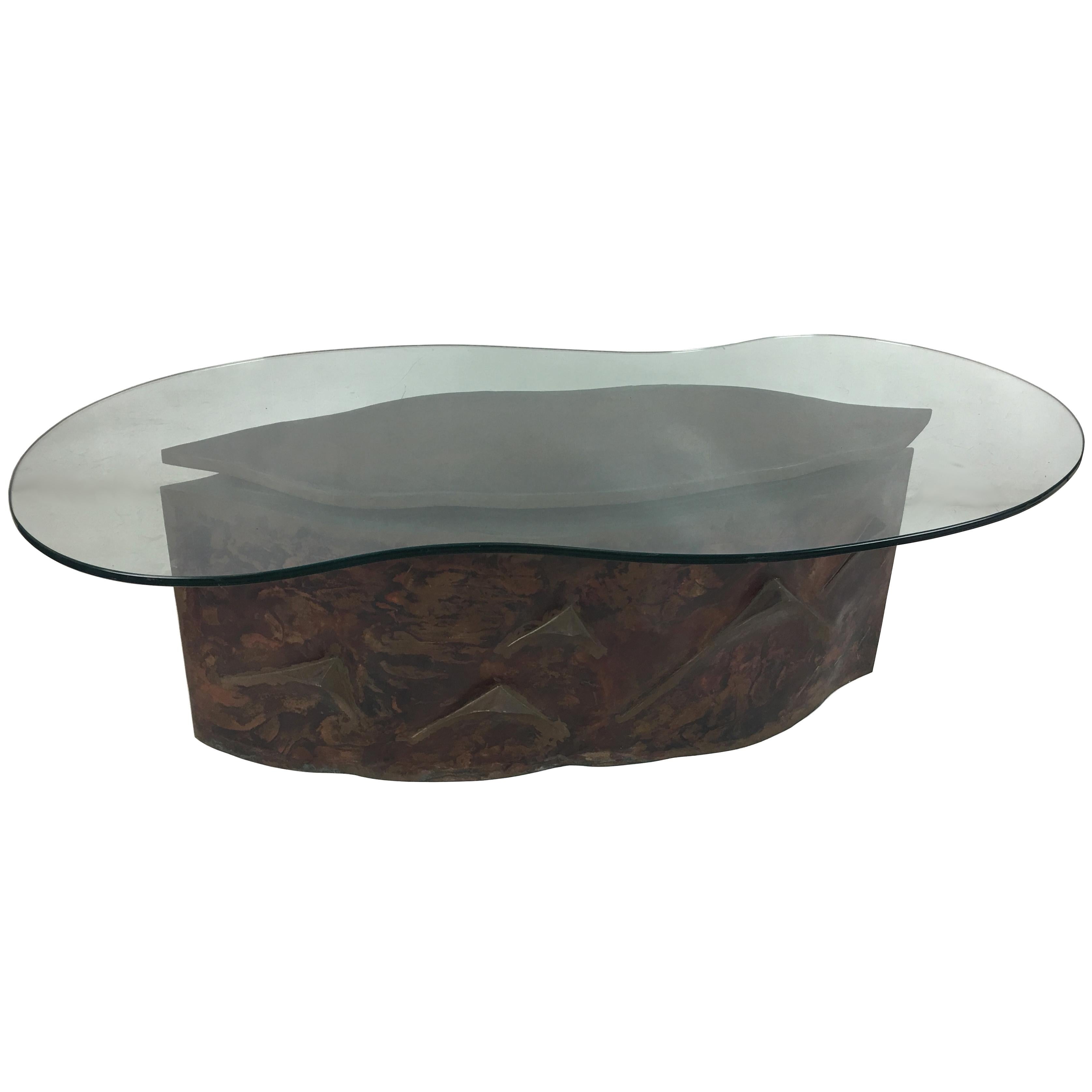 Sculptural Bronze Coffee Table in the Style of Philip & Kelvin Laverne