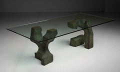 Table de salle à manger sculpturale en bronze par Valenti, Espagne circa 1990