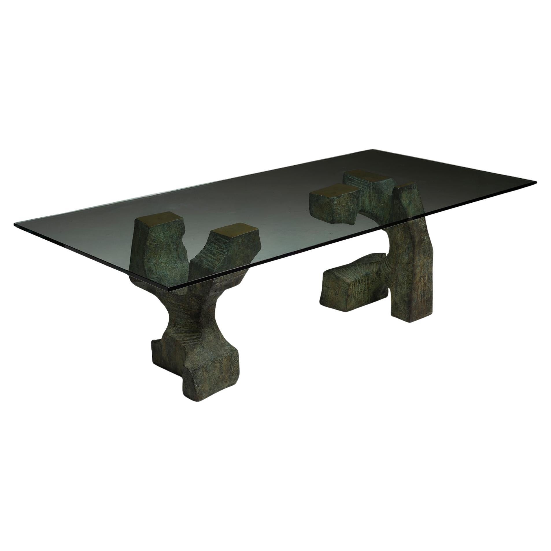 Tavolo da pranzo scultoreo in bronzo di Valenti, Spagna, circa 1990 in vendita