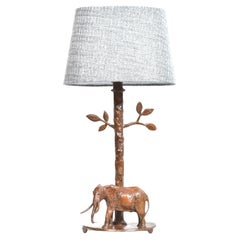Sculptural Bronze Elephant Table Lamp
