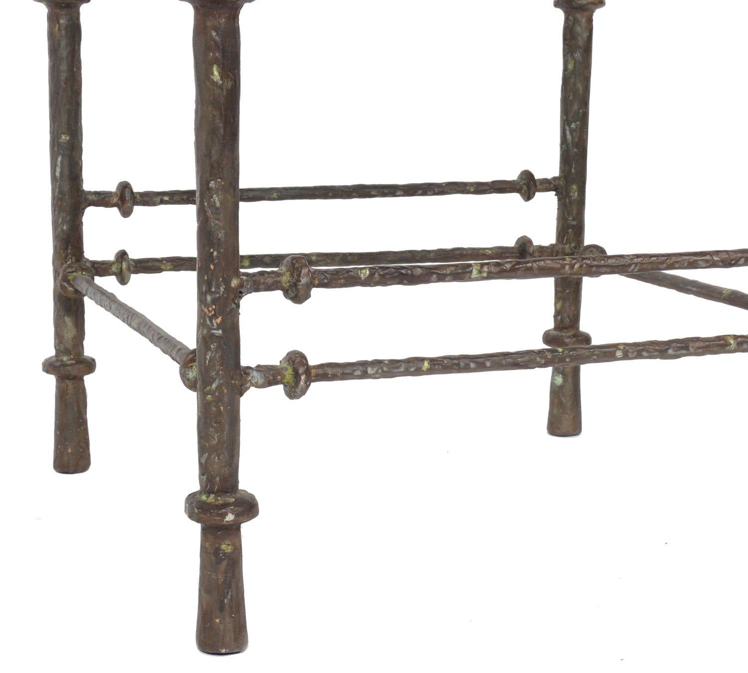 Painted Sculptural Bronze Finish End Table in the Manner of Diego Giacometti