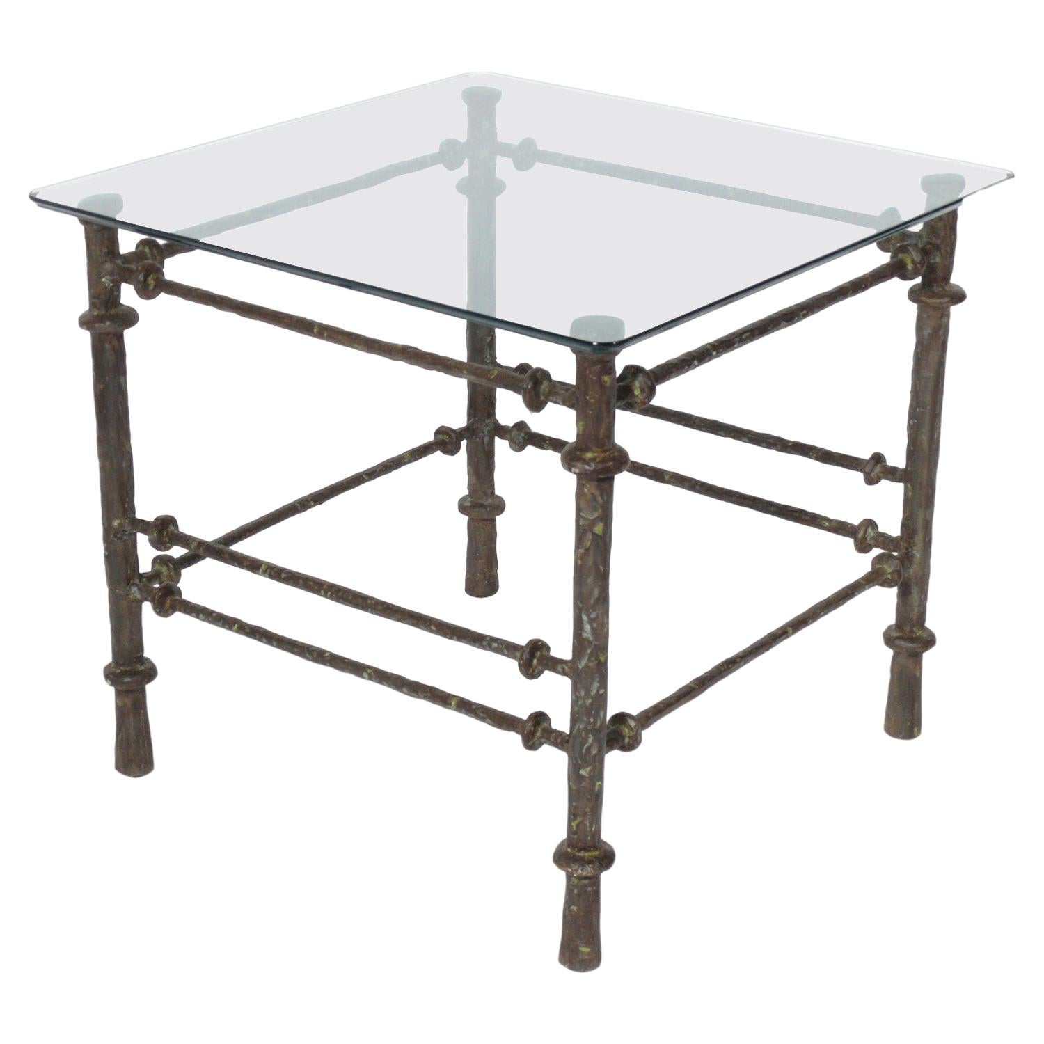 Sculptural Bronze Finish End Table in the Manner of Diego Giacometti