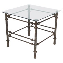 Sculptural Bronze Finish End Table in the Manner of Diego Giacometti