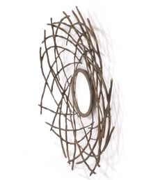 Sculptural Bronze Finish Mirror in the manner of Herve van der Straeten  35"x32"