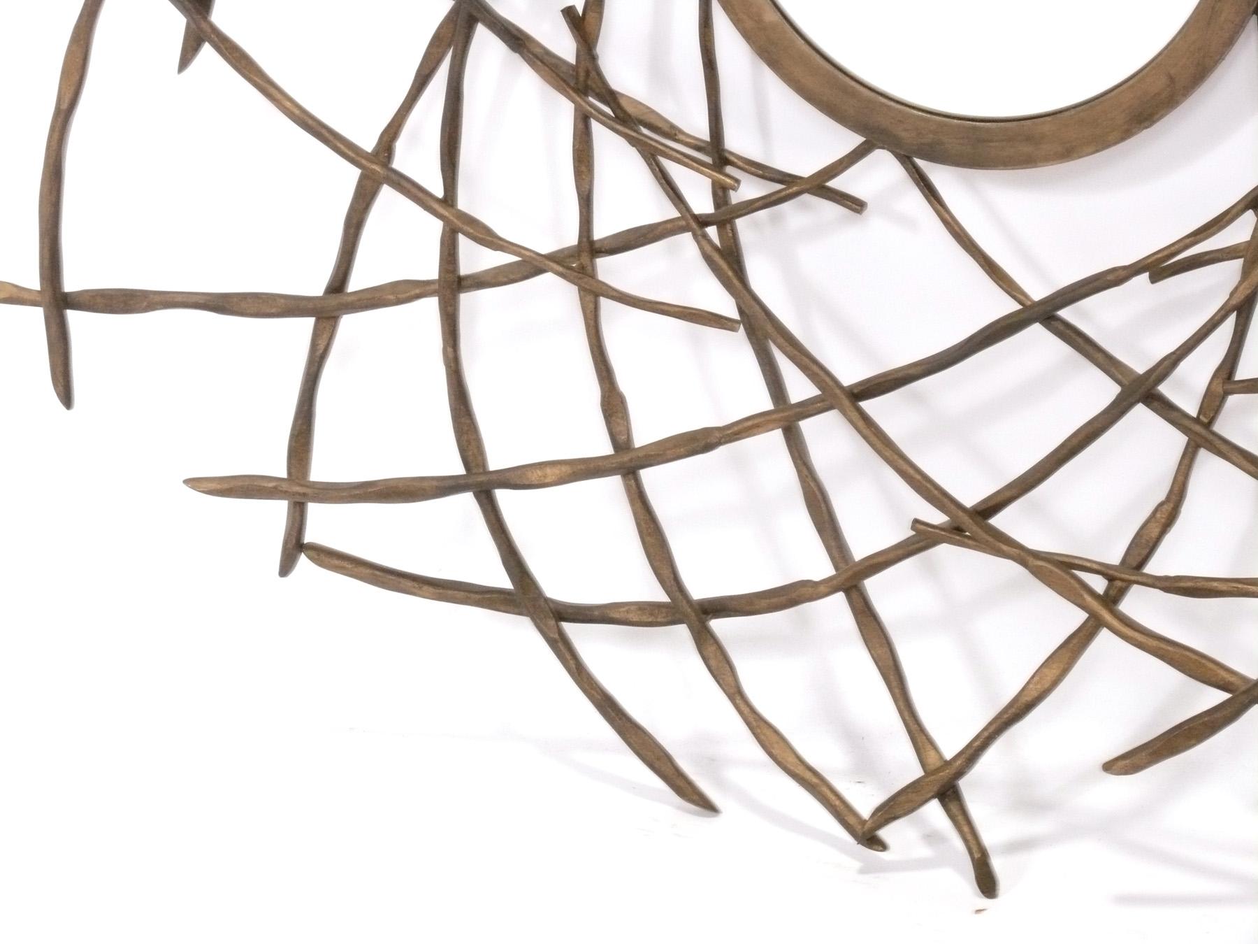 Mid-Century moderno Specchio scultoreo con finitura in bronzo alla maniera di Herve Van Der Straeten  35