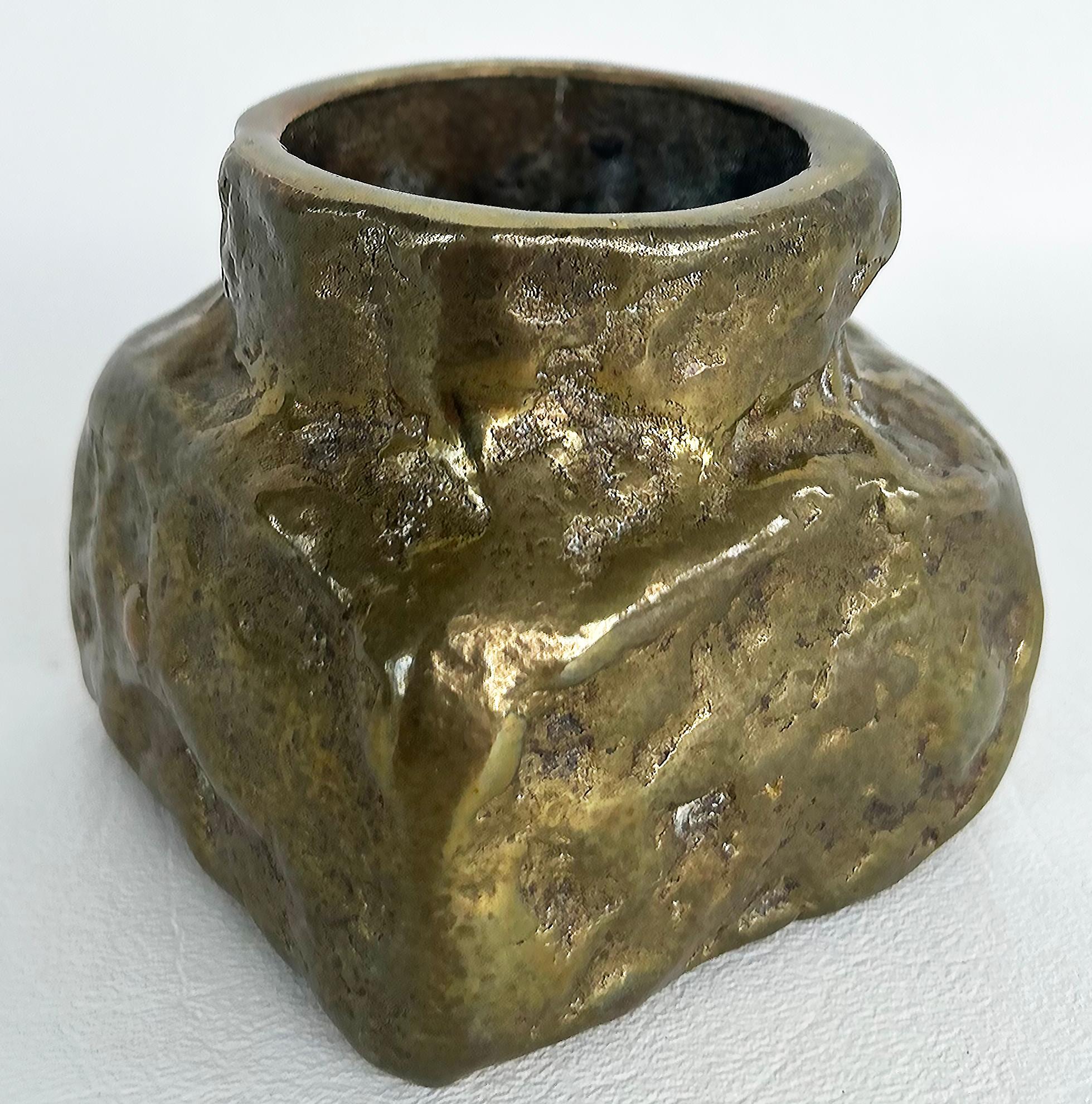 Gilt Sculptural Bronze Free-form Inkwell from a New York Socialite Estate For Sale