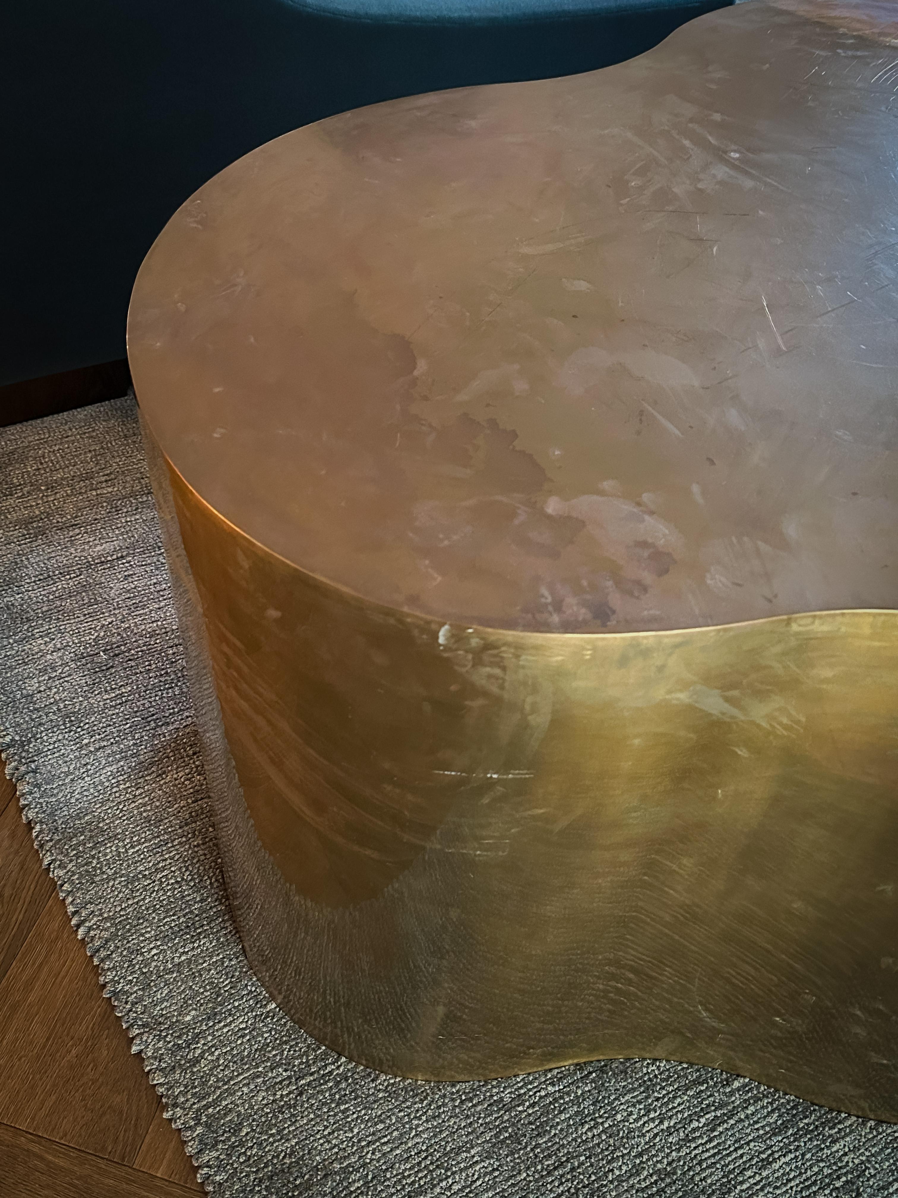 American Sculptural Bronze Metal Freeform Side Table c. 1980s For Sale
