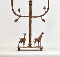 Sculptural Bronze Giraffe Candelabra