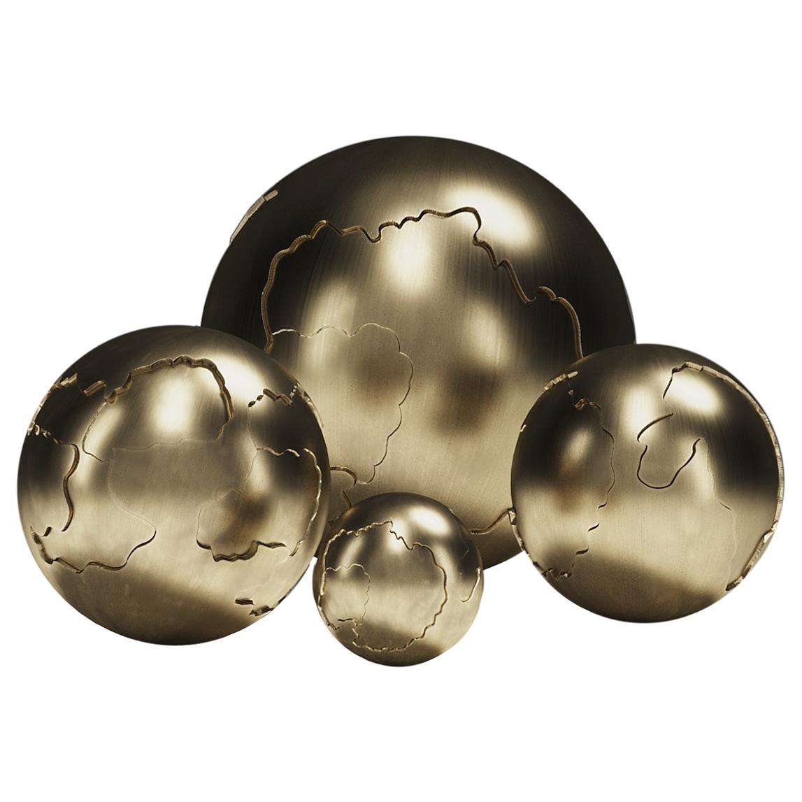 Sculptural Bronze-Patina Brass Spheres by Patrick Coard, Paris For Sale