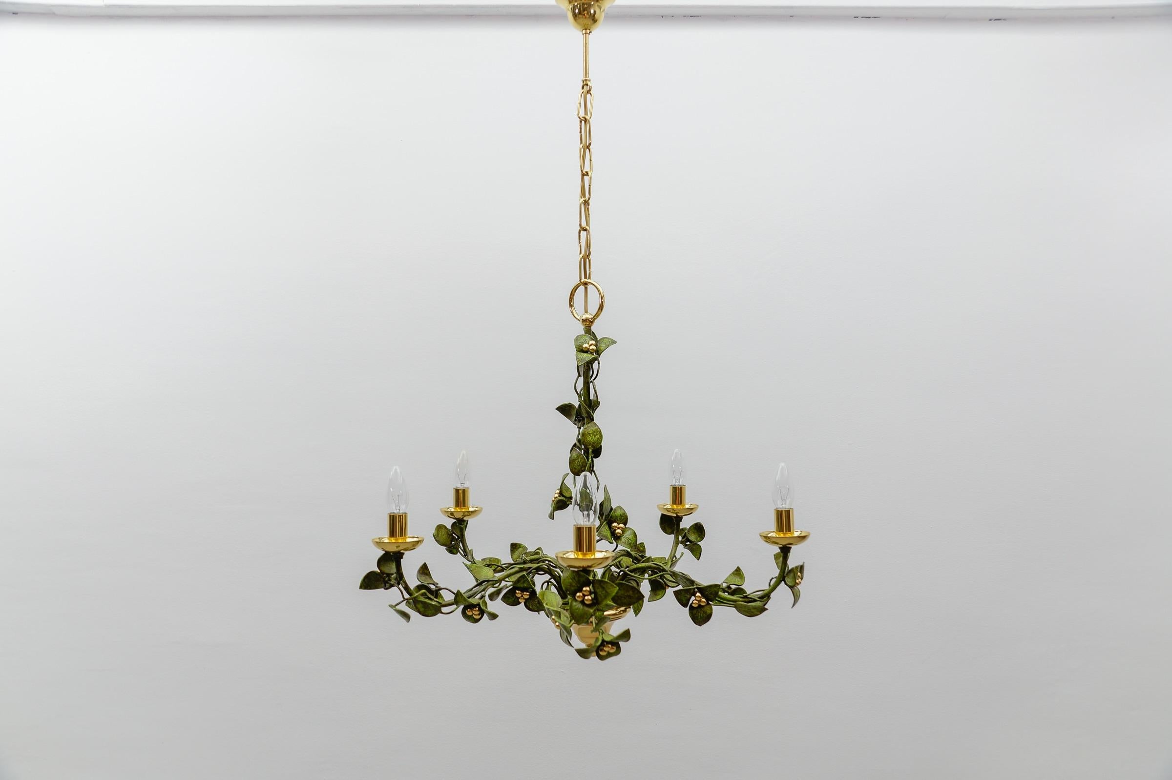Hollywood Regency Sculptural bronze-patinated pendant lamp Lamp by Hans Möller, 1970s For Sale