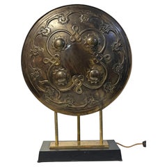 Sculptural Bronze Shield Table Lamp 1970s