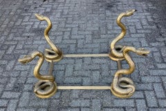 Skulpturale Bronze Schlange Couchtisch Basis, Hollywood Regency, Jansen Stil