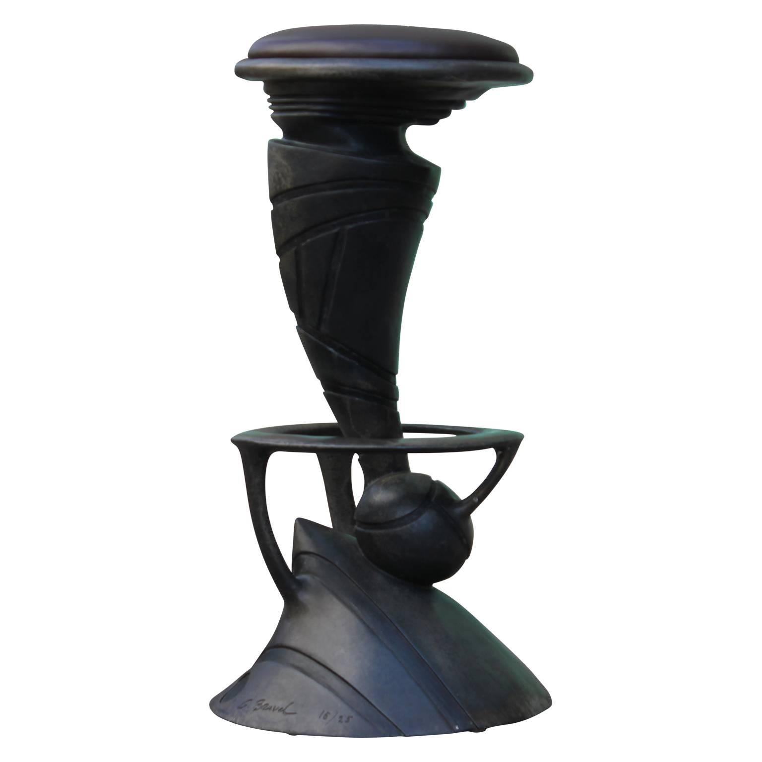 Sculptural bronze stools or pedestals by Gil Bruvel titled 