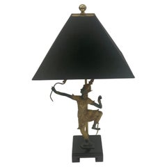Sculptural Bronze Table Lamp with Figure of a Warrior