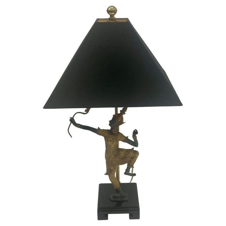 Sculptural Bronze Table Lamp with Figure of a Warrior at 1stDibs