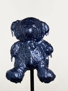 Teddy Bear, ours sculptural bleu en bronze, 21e siècle par Mattia Biagi