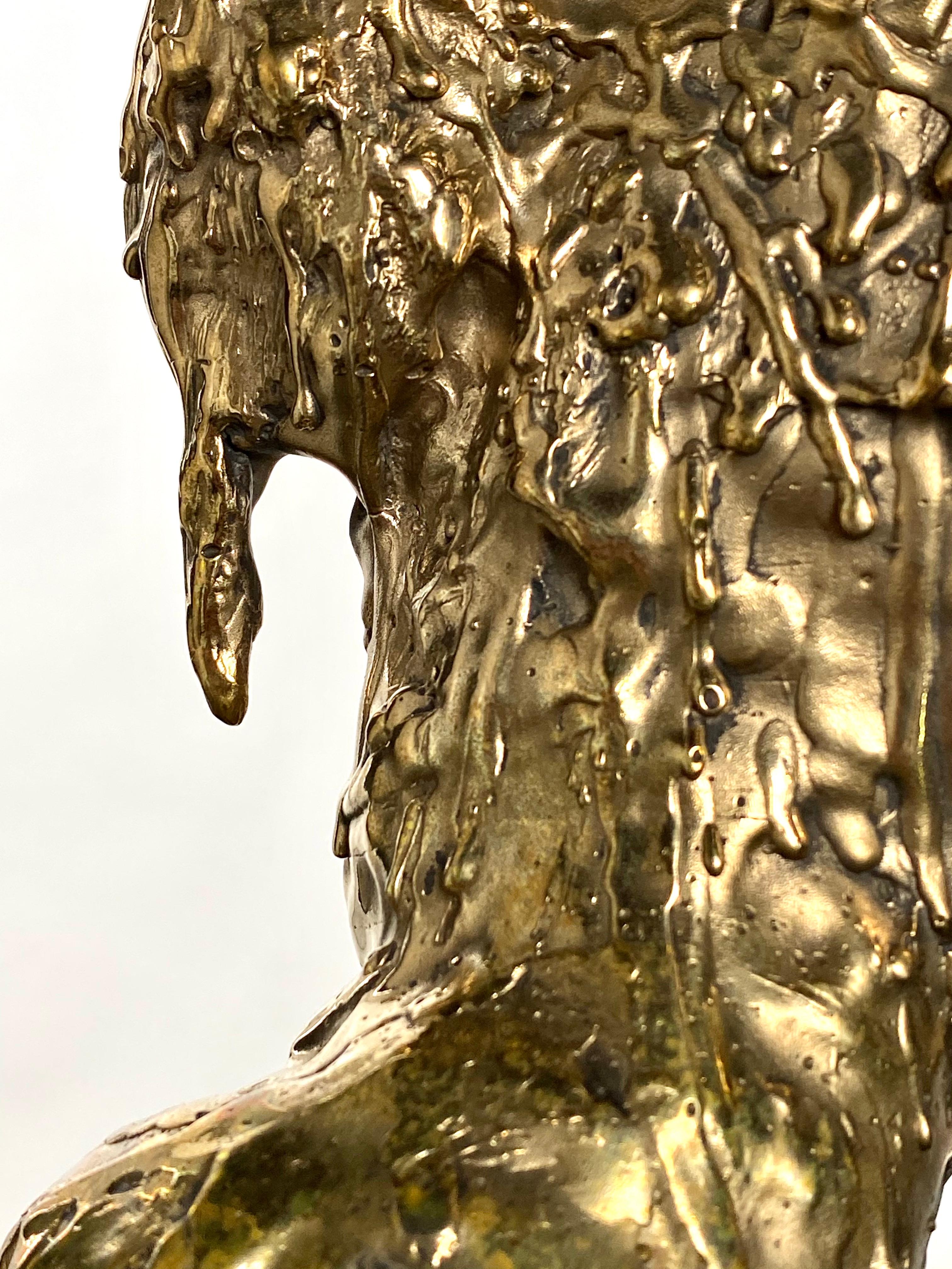 Metal Gold Sculptural Bronze Teddy Bear, 21st Century by Mattia Biagi For Sale