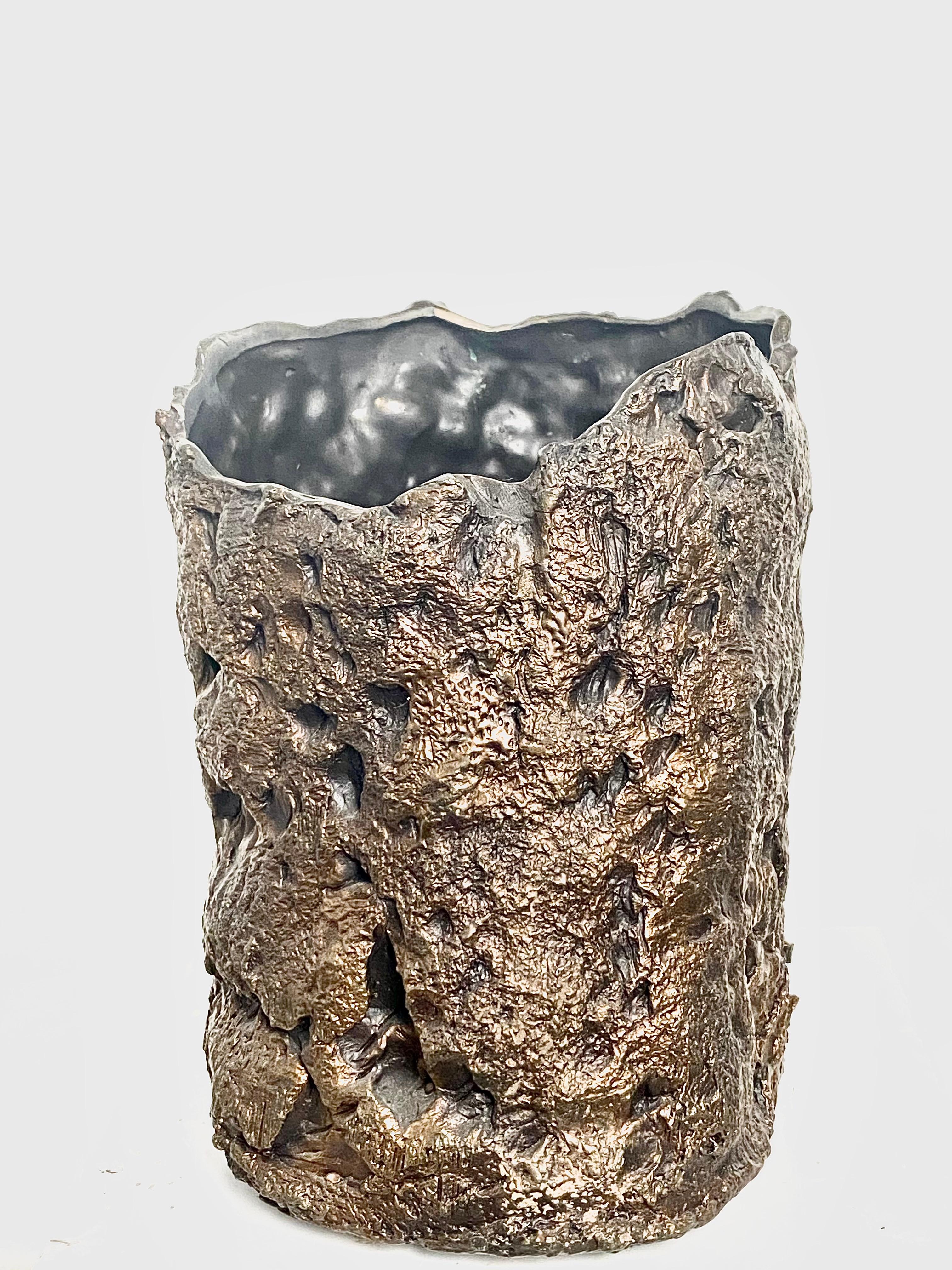 Contemporary  Sculptural Bronze Vase, 21st Century by Mattia Biagi For Sale