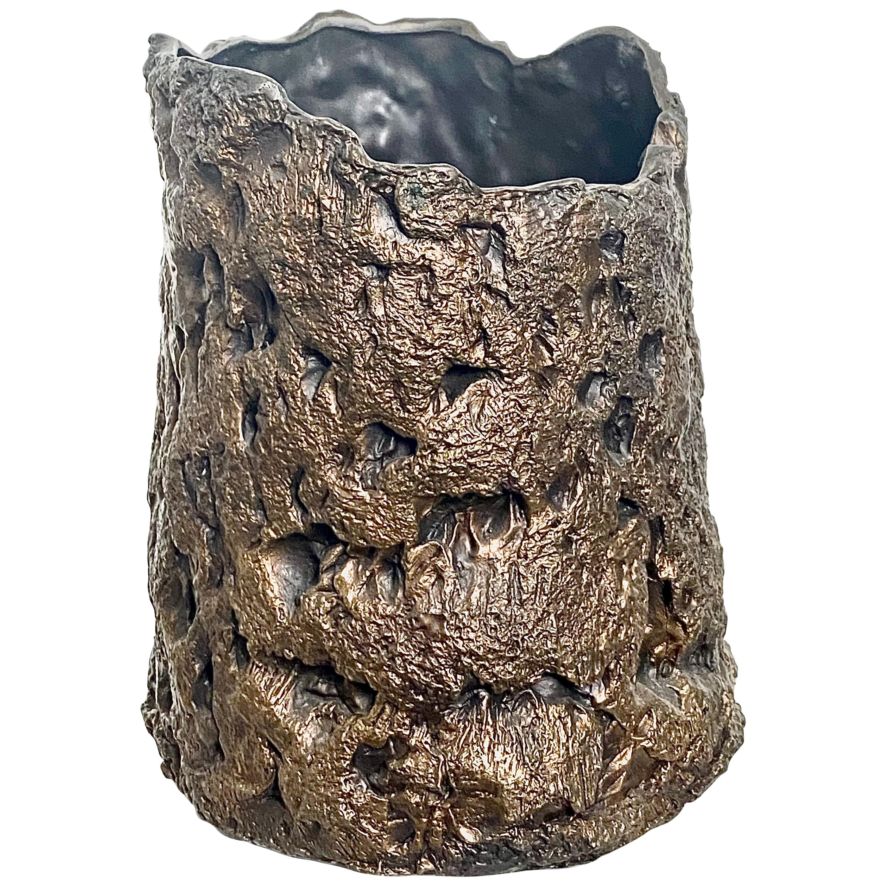  Sculptural Bronze Vase, 21st Century by Mattia Biagi For Sale