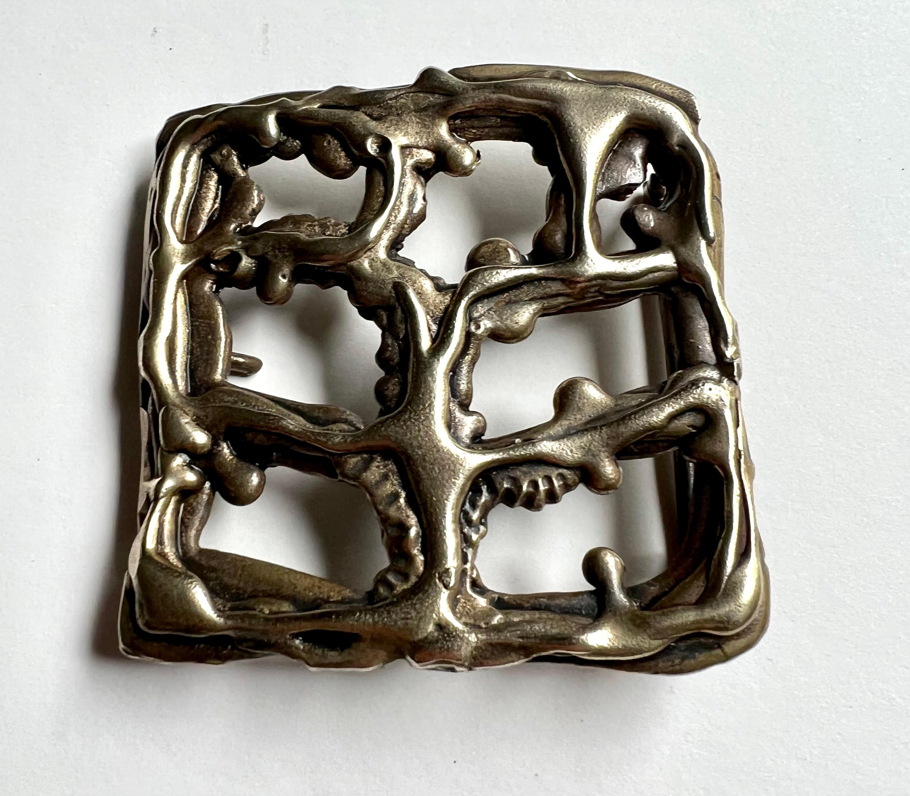 Sculptural Brutalist Brass Belt Buckle In Good Condition For Sale In Los Angeles, CA