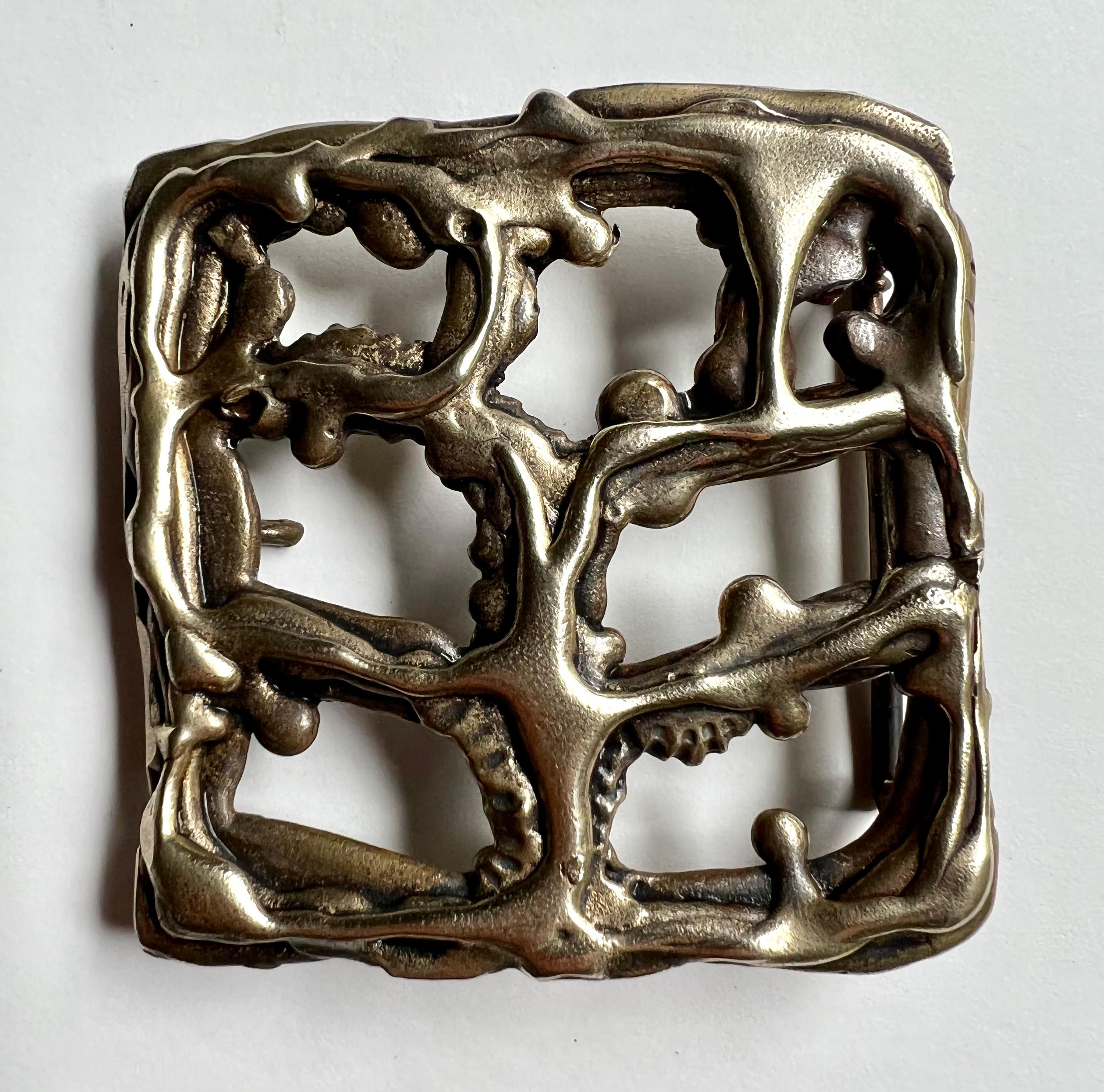 Sculptural Brutalist Brass Belt Buckle For Sale 2