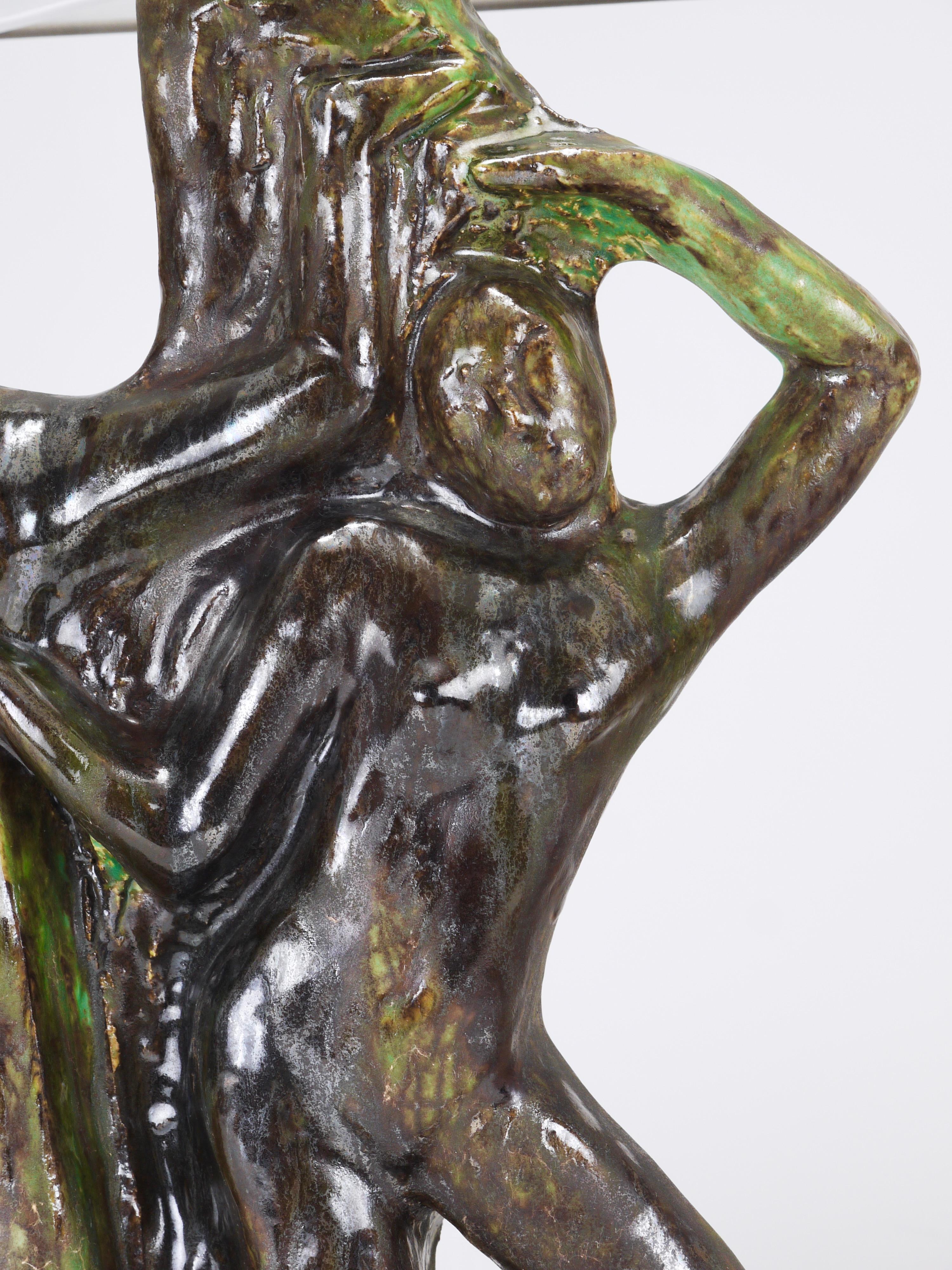 Sculptural Brutalist Art Table Lamp “Man and Woman by a Tree”, Italy, 1970s For Sale 11