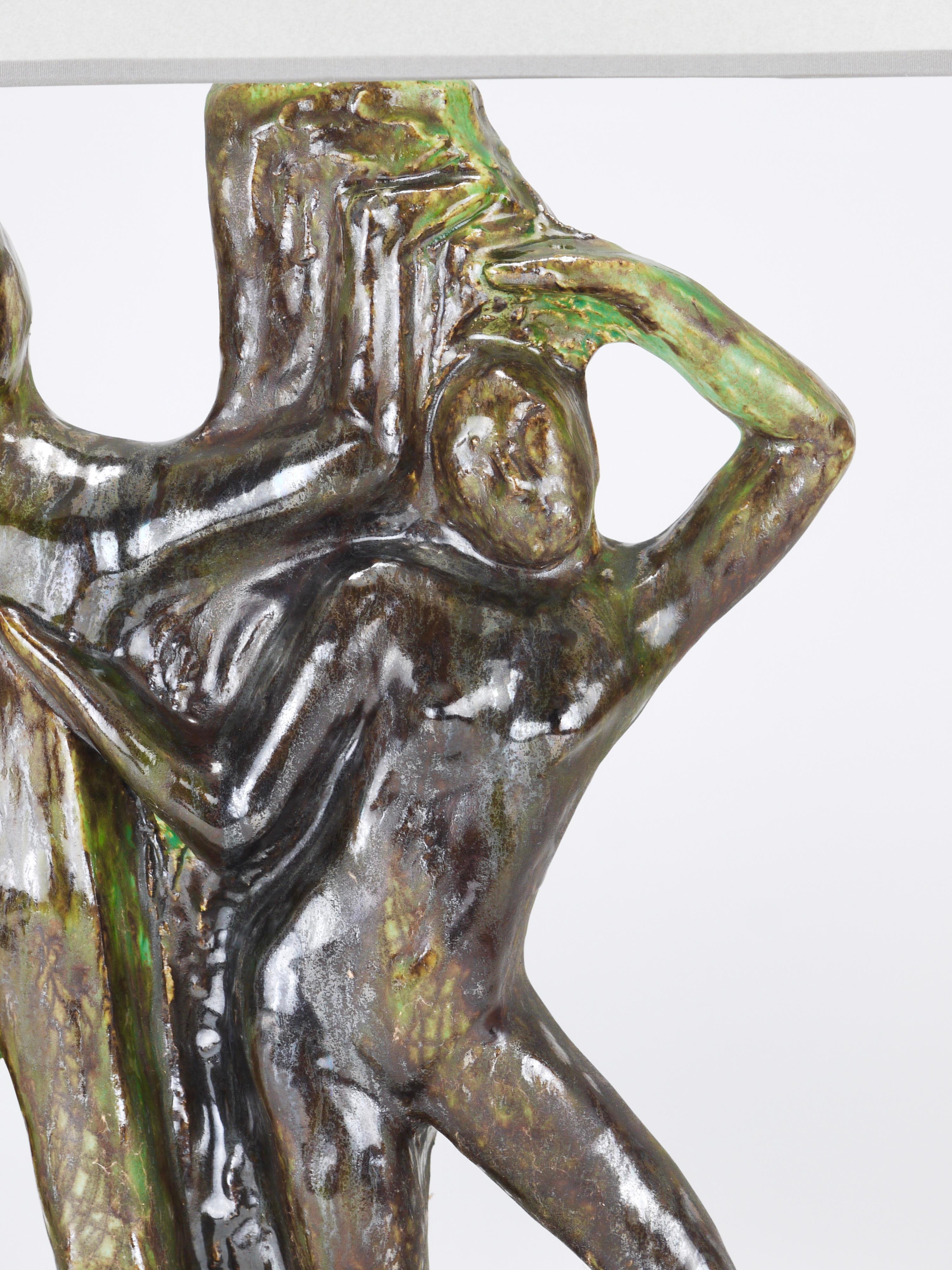 Sculptural Brutalist Art Table Lamp “Man and Woman by a Tree”, Italy, 1970s For Sale 1