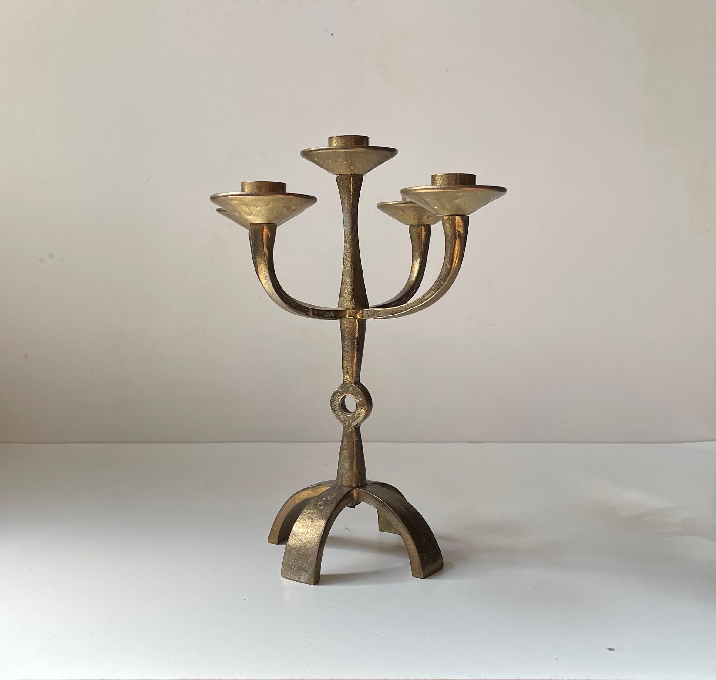 Swedish Sculptural Brutalist Bronze Candelabra from Ystad/Scandia, 1970s For Sale