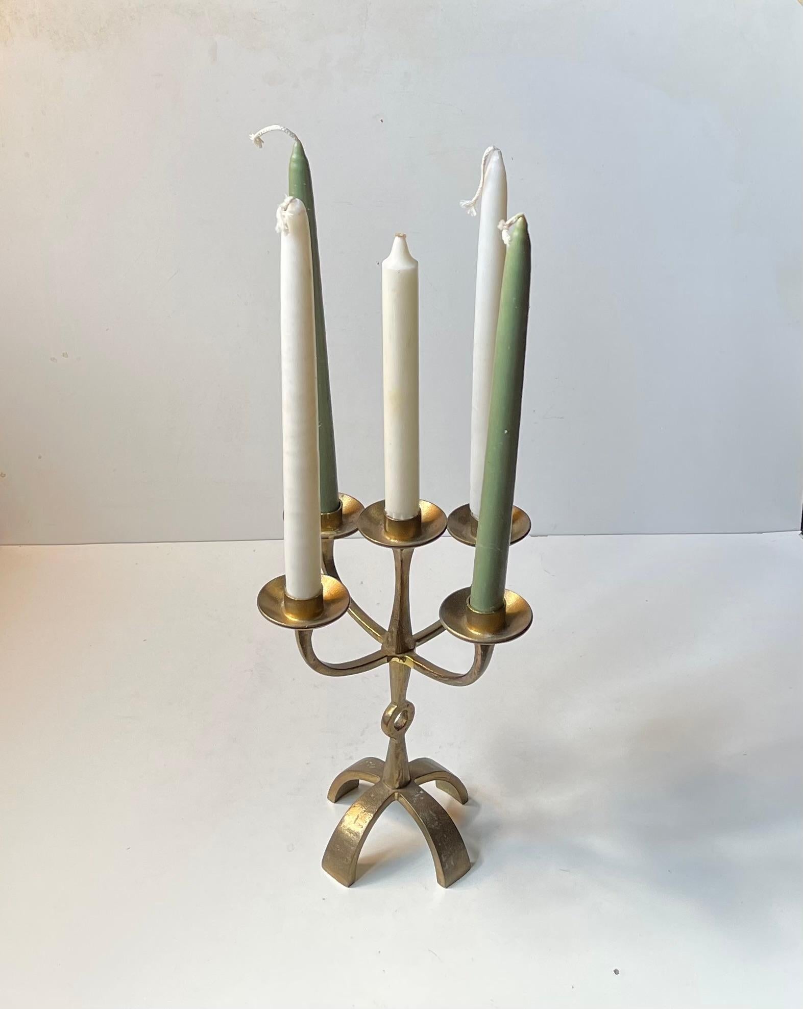 Mid-20th Century Sculptural Brutalist Bronze Candelabra from Ystad/Scandia, 1970s For Sale