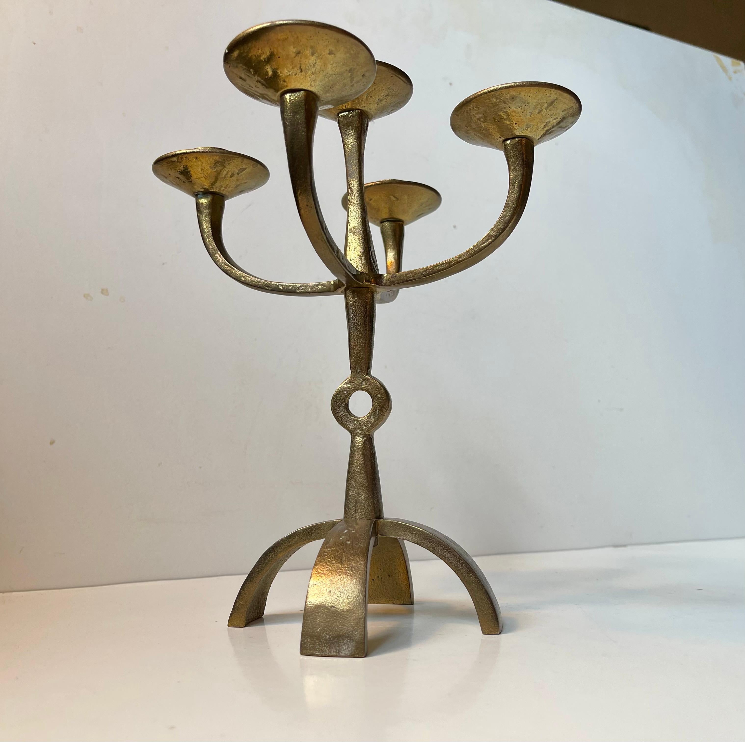 Sculptural Brutalist Bronze Candelabra from Ystad/Scandia, 1970s For Sale 1