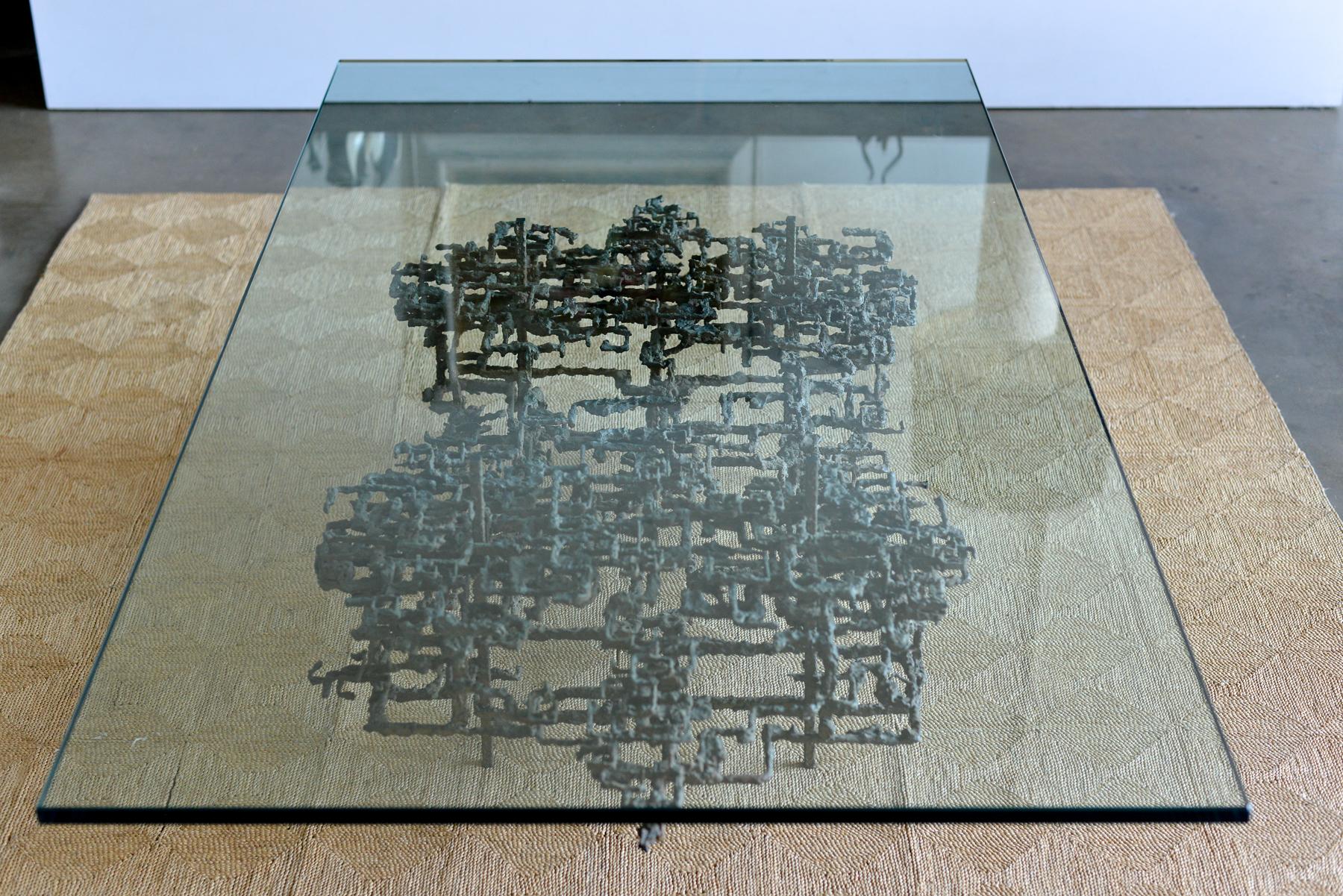 Sculptural Brutalist Bronze Coffee Table by Daniel Gluck, ca. 1965 5