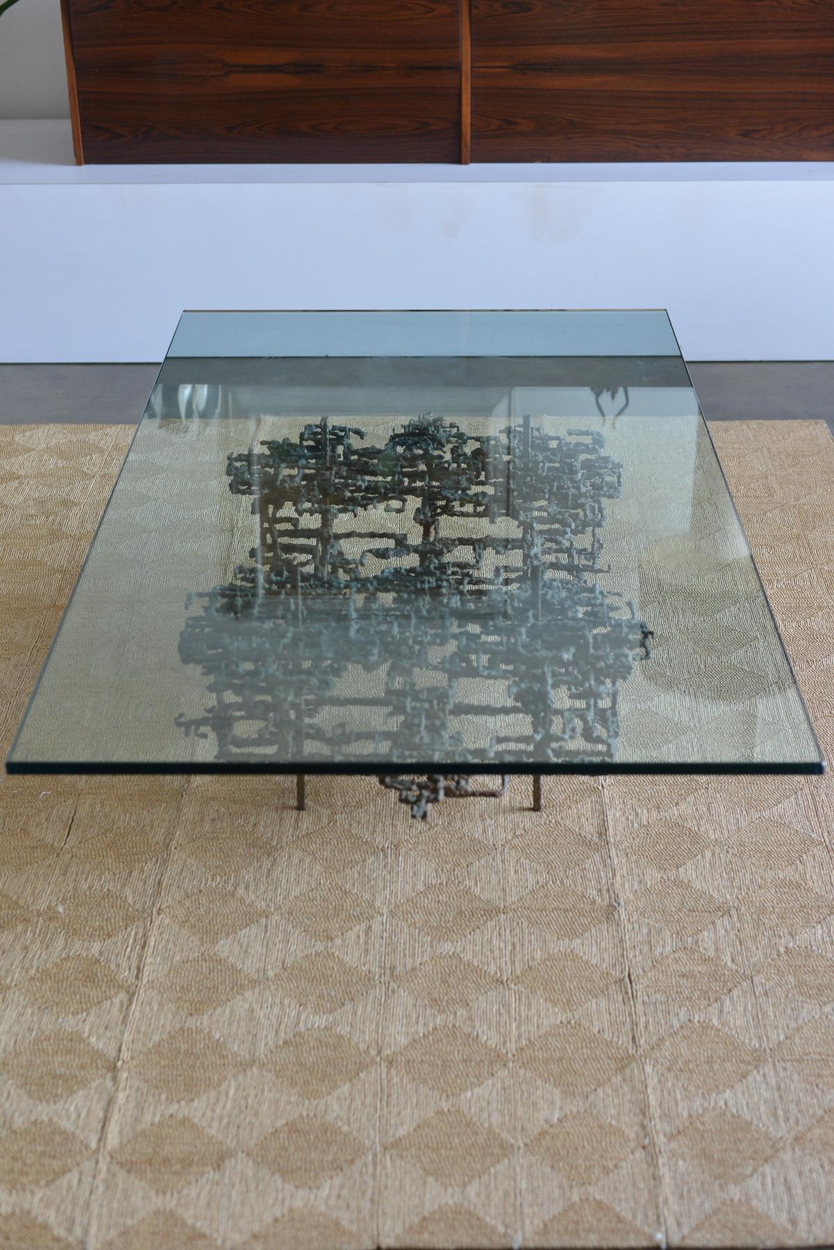 Sculptural Brutalist Bronze Coffee Table by Daniel Gluck, ca. 1965 In Good Condition In Costa Mesa, CA