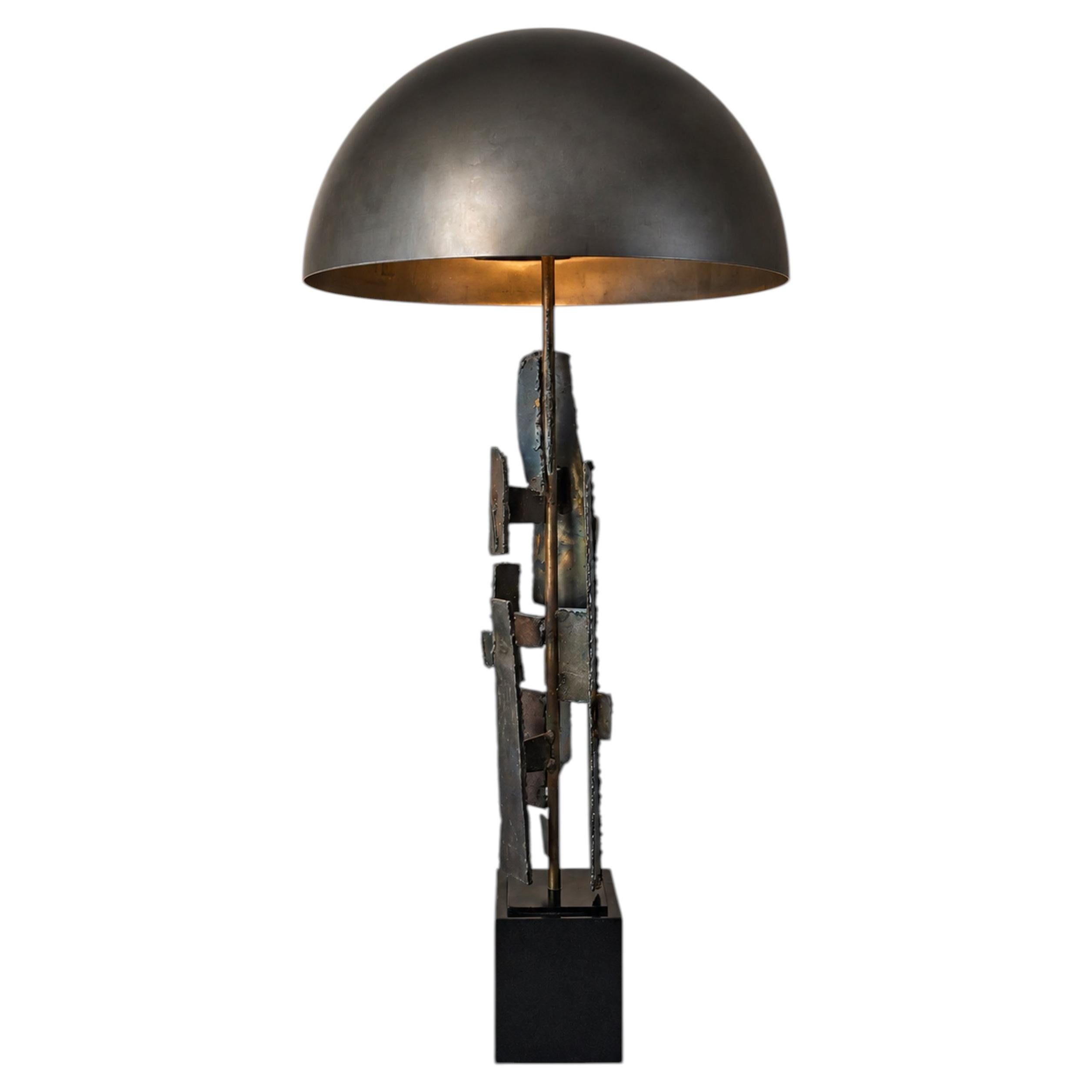 Sculptural Brutalist Bronze Table Lamp by Richard Barr for Laurel