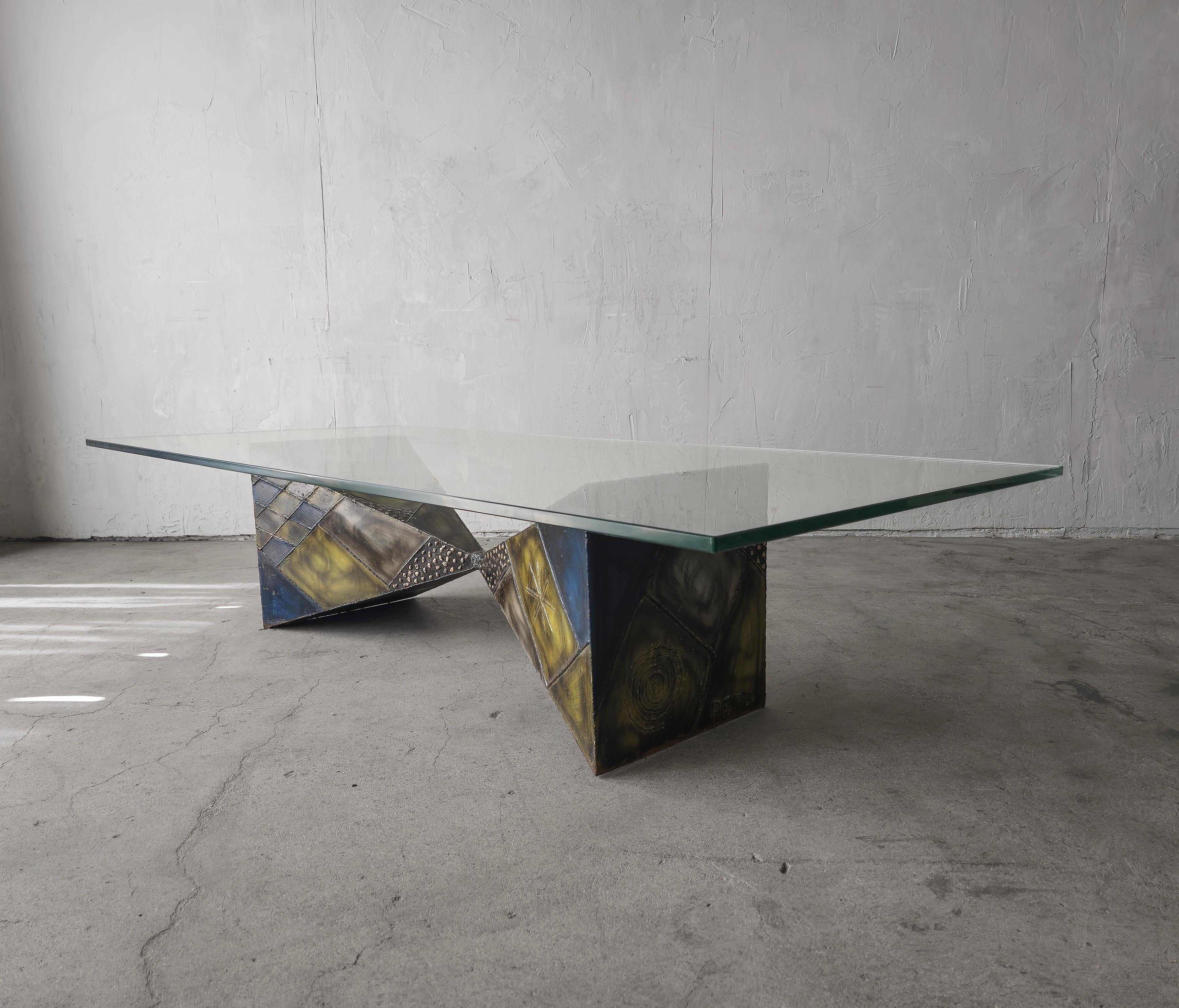 Mid-Century Modern Sculptural Brutalist Coffee Table by Paul Evans For Sale