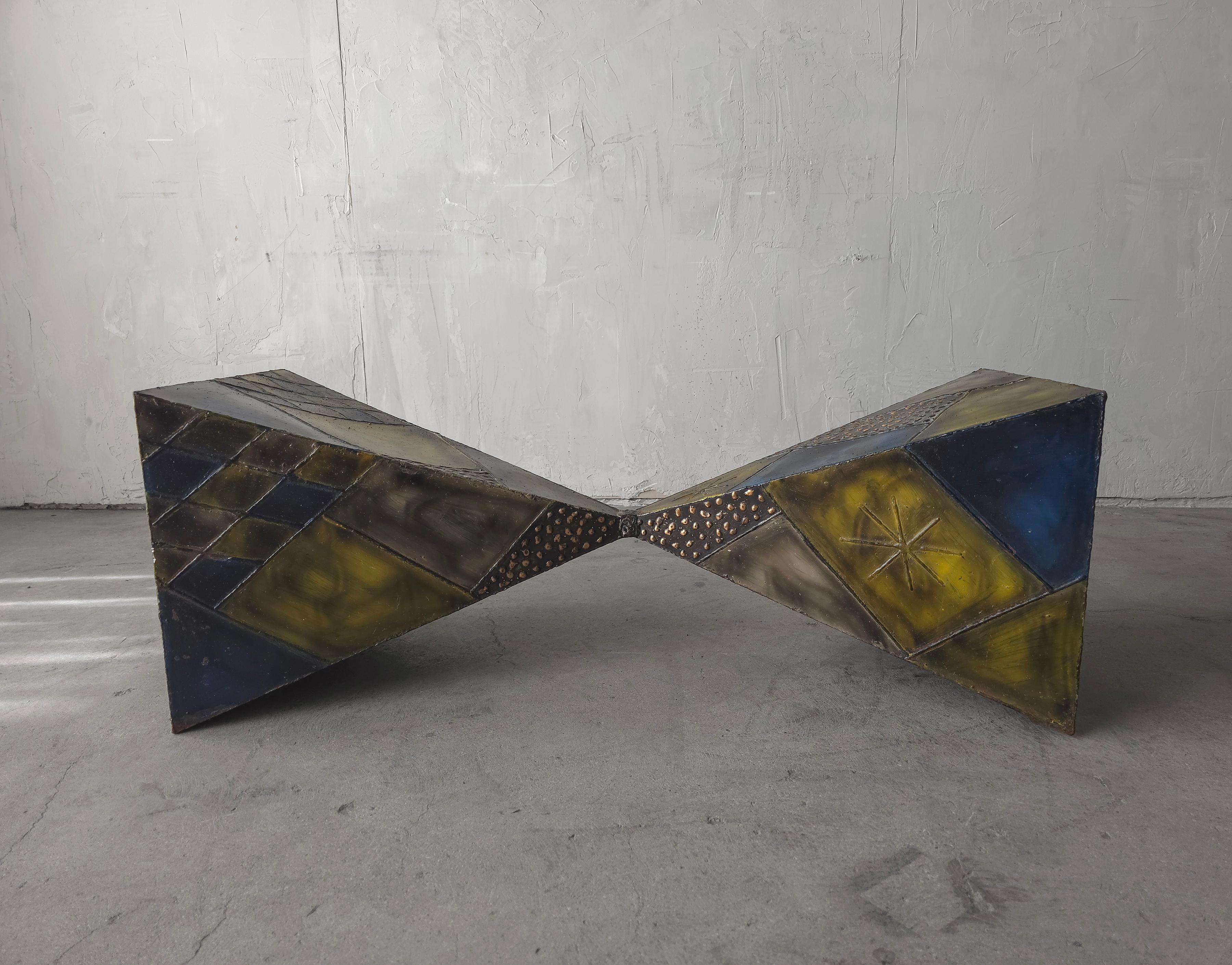 Bronze Sculptural Brutalist Coffee Table by Paul Evans For Sale