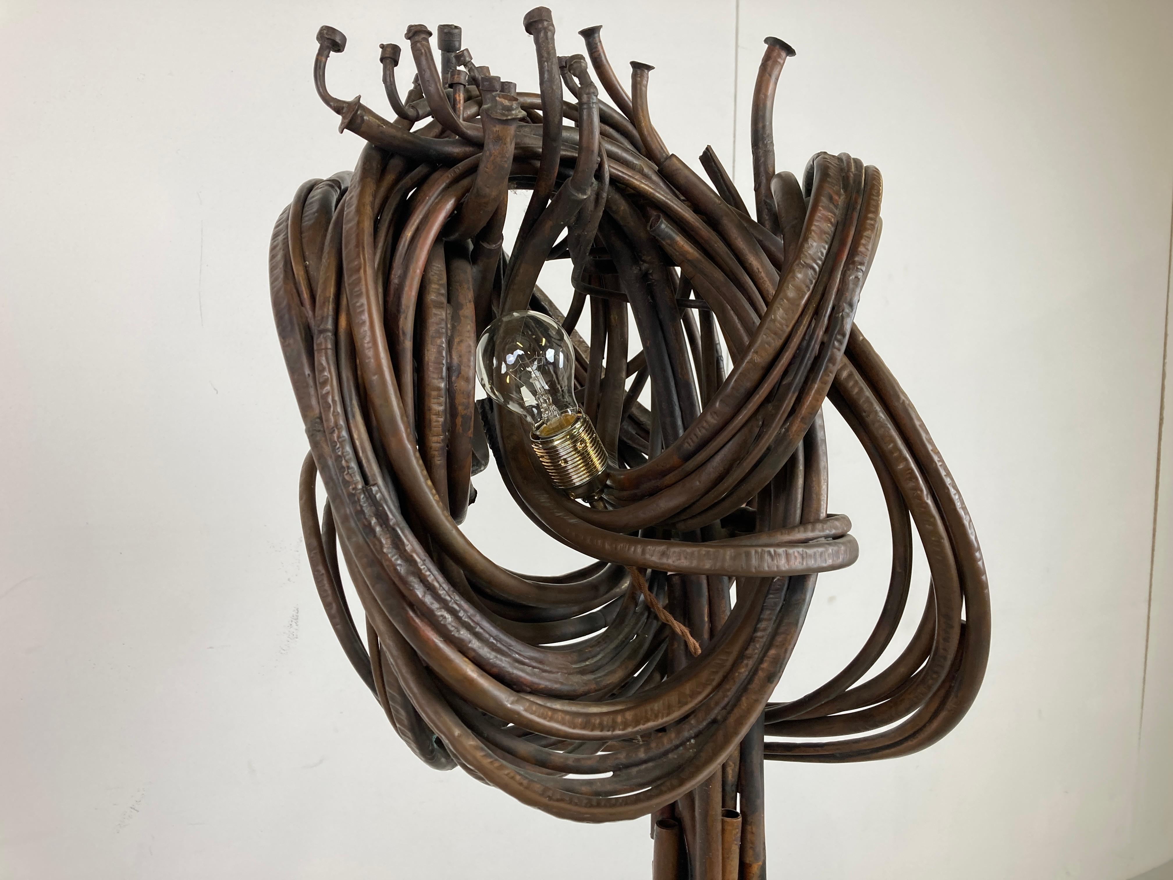 Sculptural Brutalist Copper Floor Lamp, 1970s by Jean Claeys For Sale 4