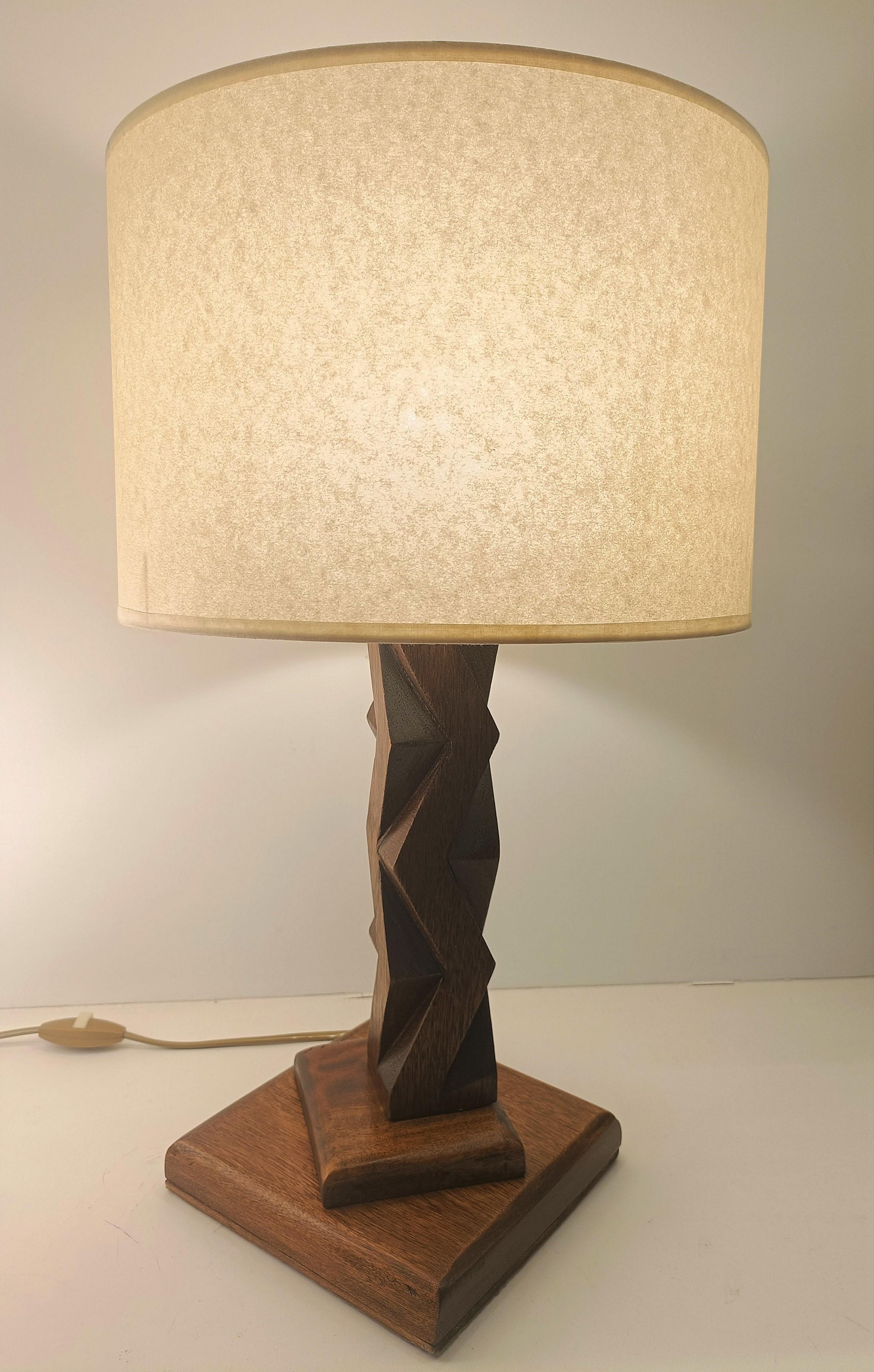 Sculptural Brutalist French Wood Lamp circa 1950 like Constantin Brancusi For Sale 4