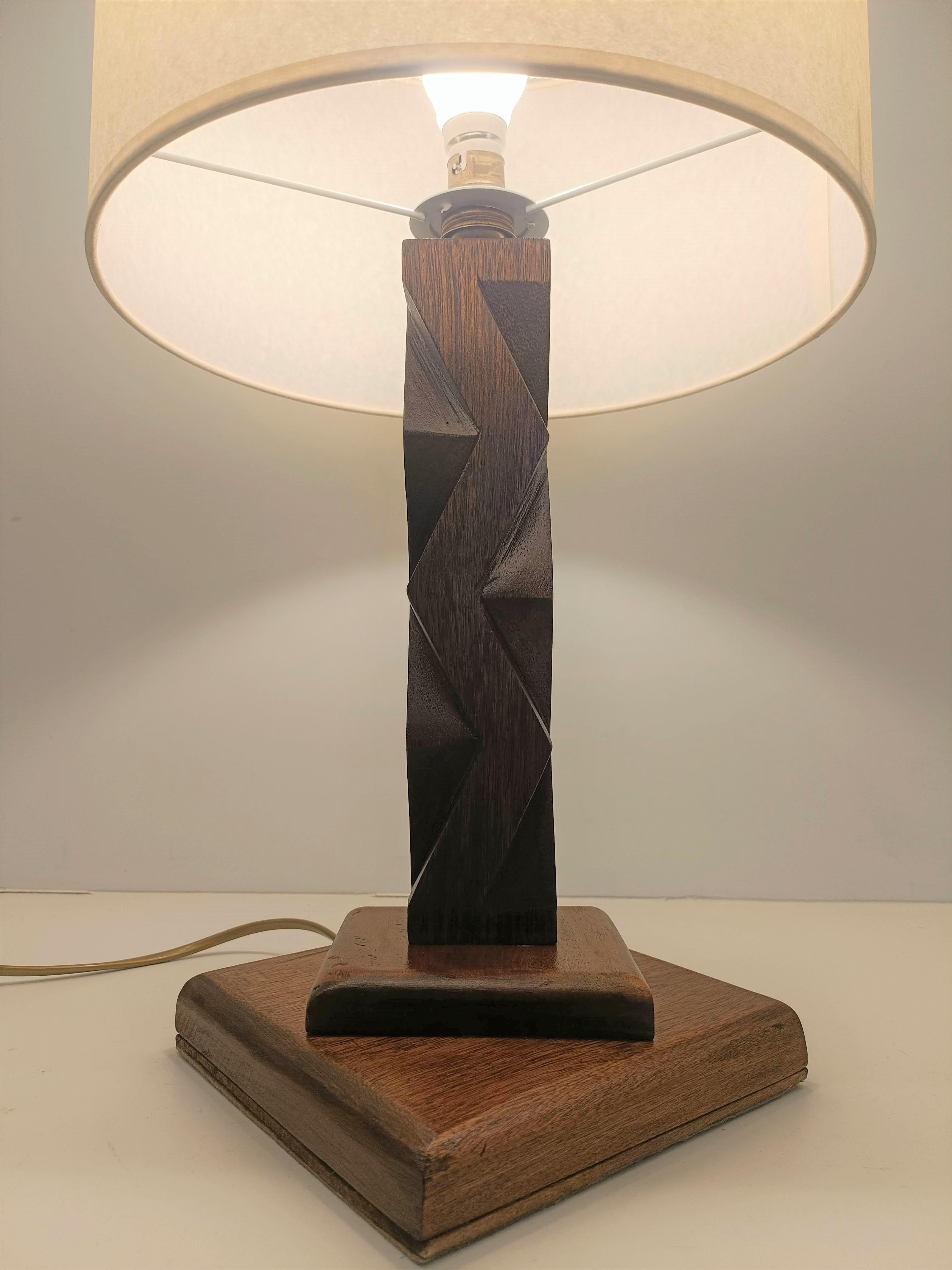 Sculptural Brutalist French Wood Lamp circa 1950 like Constantin Brancusi For Sale 7