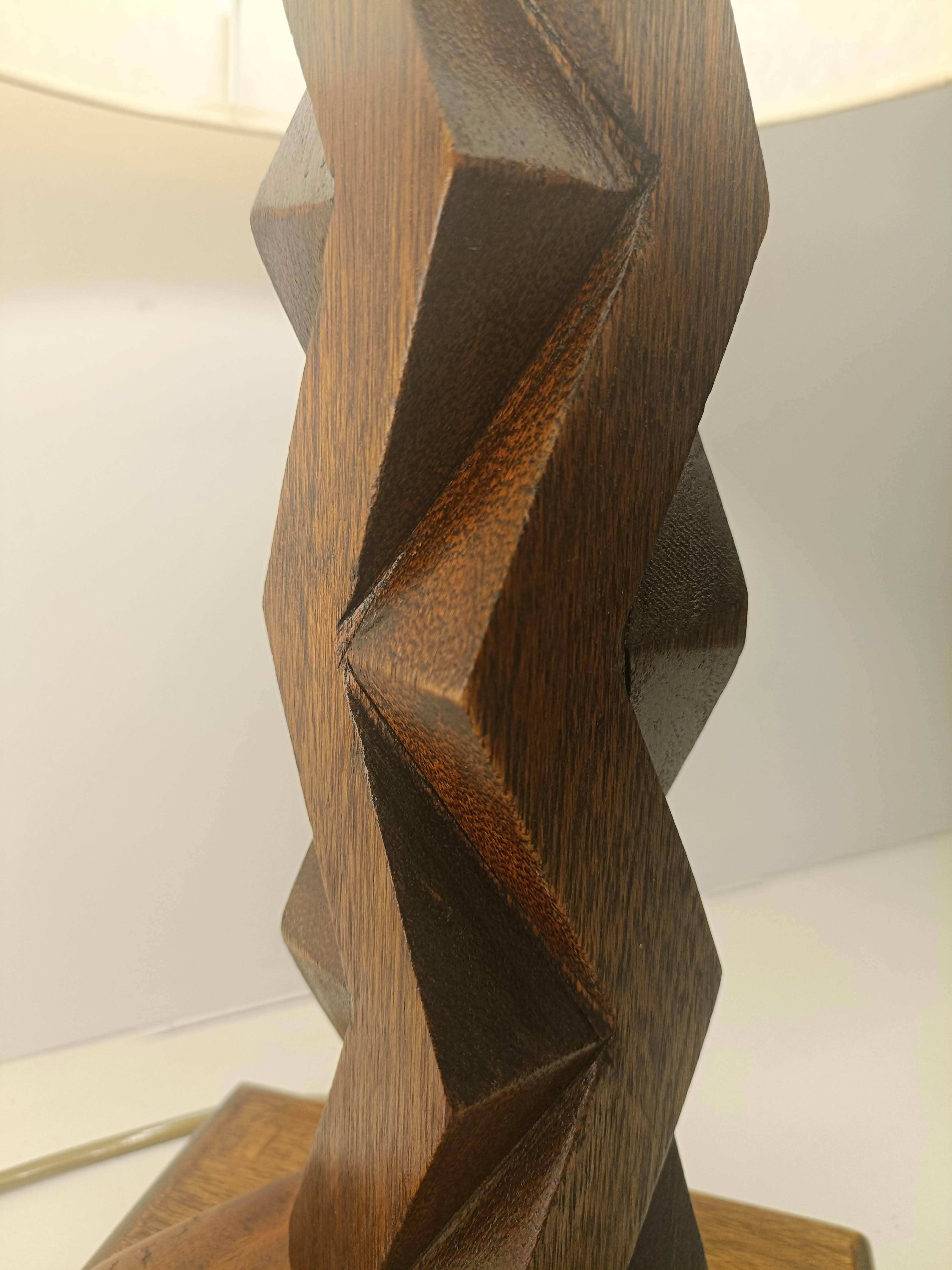 Expressionist Sculptural Brutalist French Wood Lamp circa 1950 like Constantin Brancusi For Sale