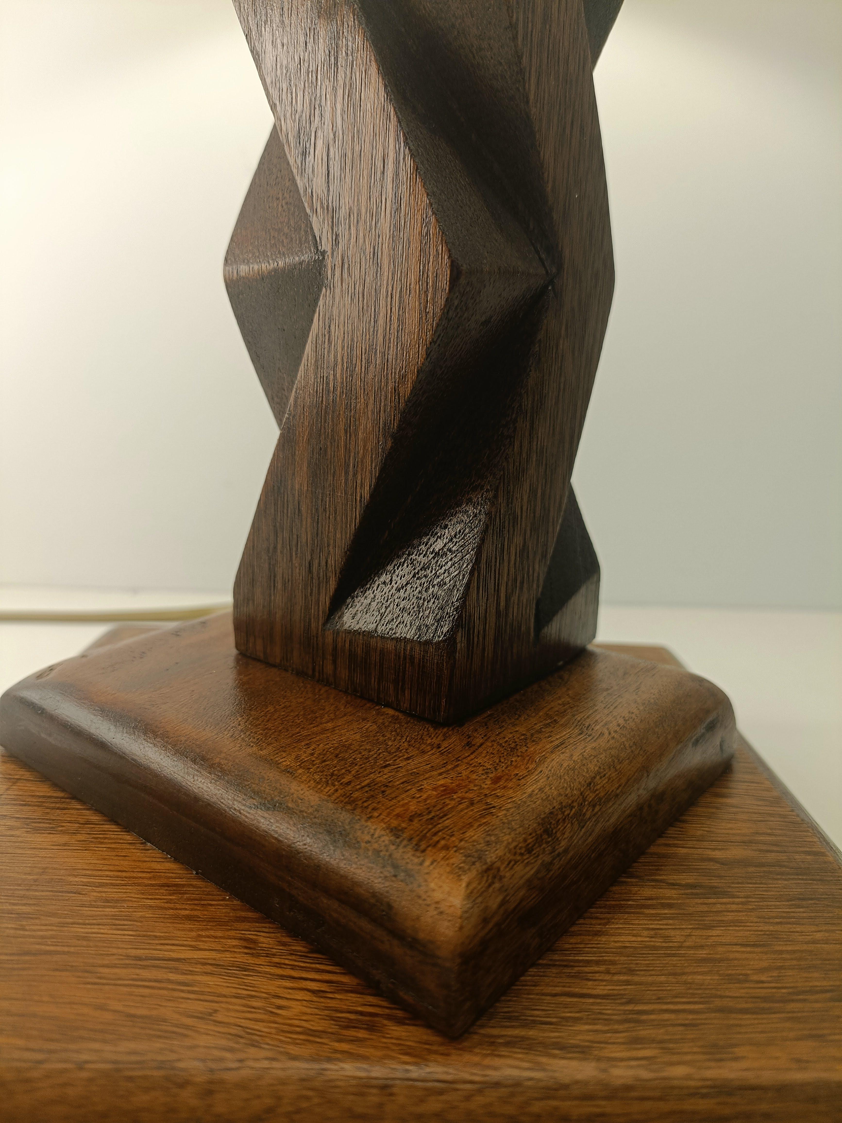 Sculptural Brutalist French Wood Lamp circa 1950 like Constantin Brancusi In Good Condition For Sale In Paris, FR