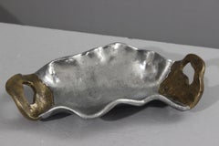 Sculptural brutalist fruit bowl in aluminium & brass by David Marshall, 1980s