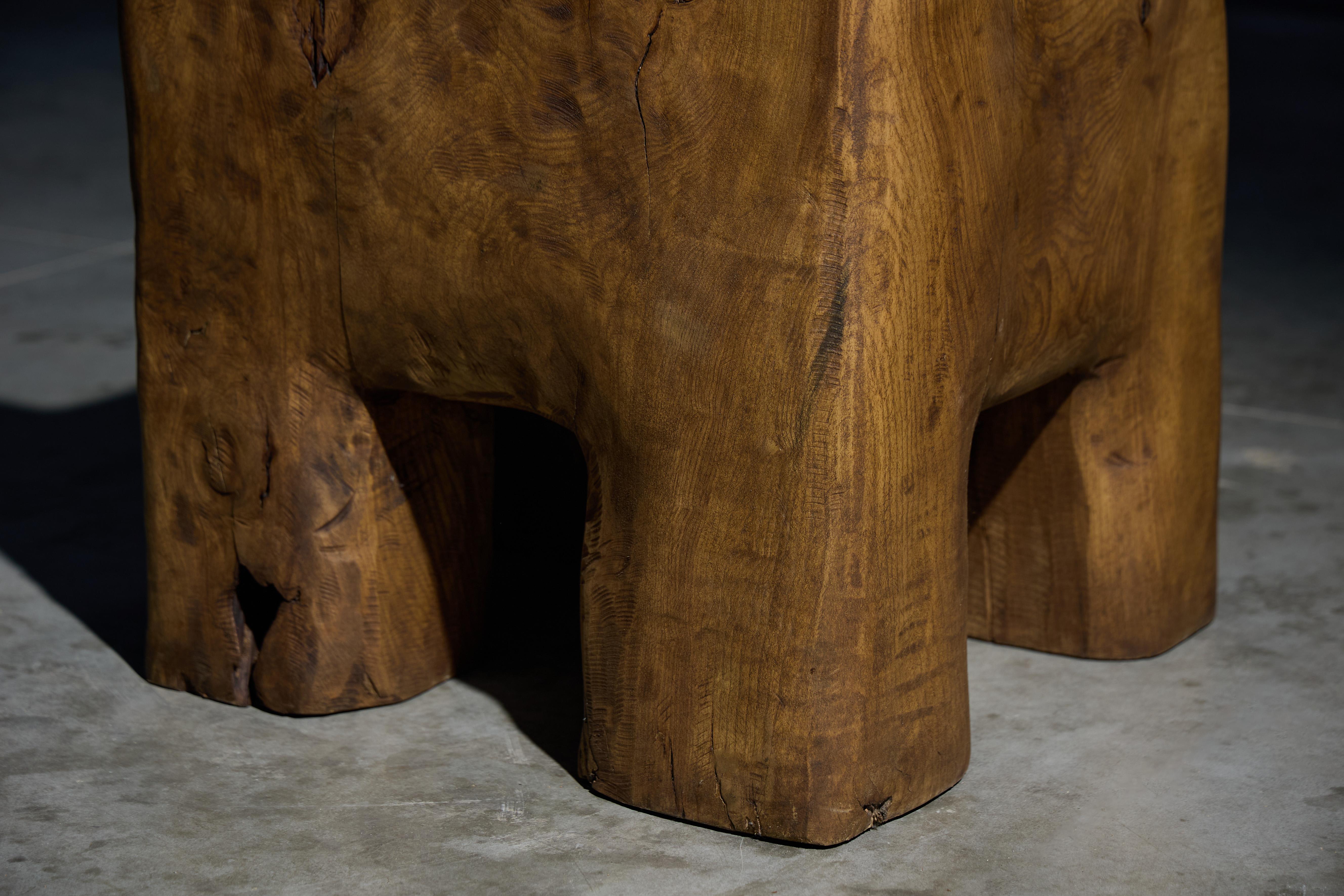 Wood Sculptural Brutalist Hand-Carved Chair, France, 2024 For Sale