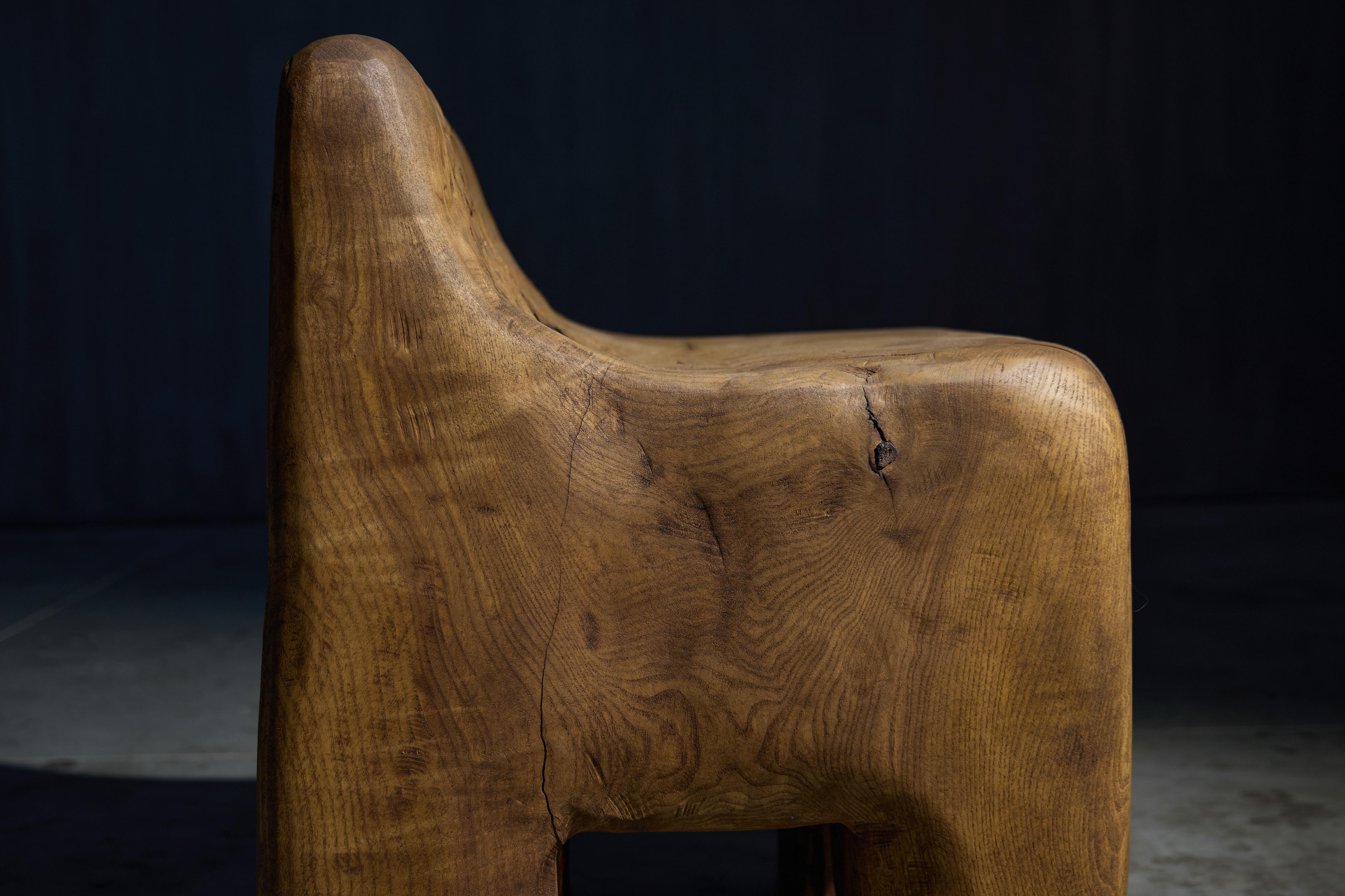 Sculptural Brutalist Hand-Carved Chair, France, 2024 For Sale 1