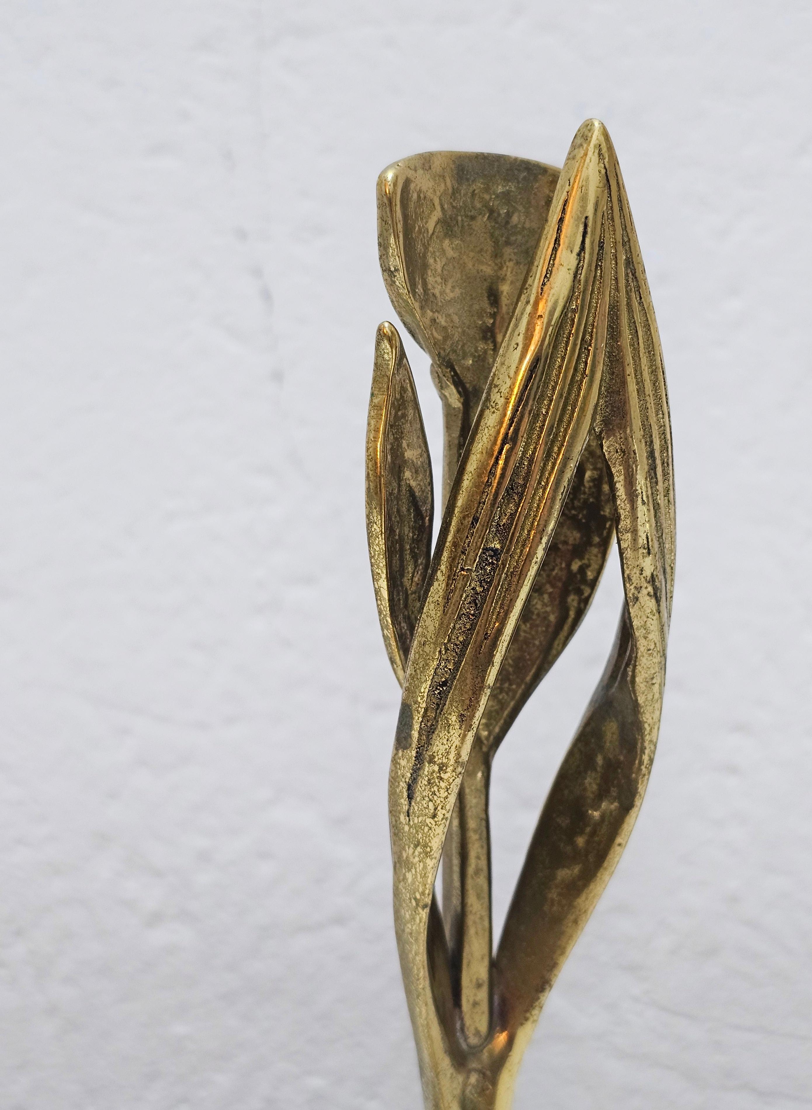 Gilt Sculptural Brutalist Iris-shaped Candle Holder by Heinz Goll, Austria 1960s For Sale