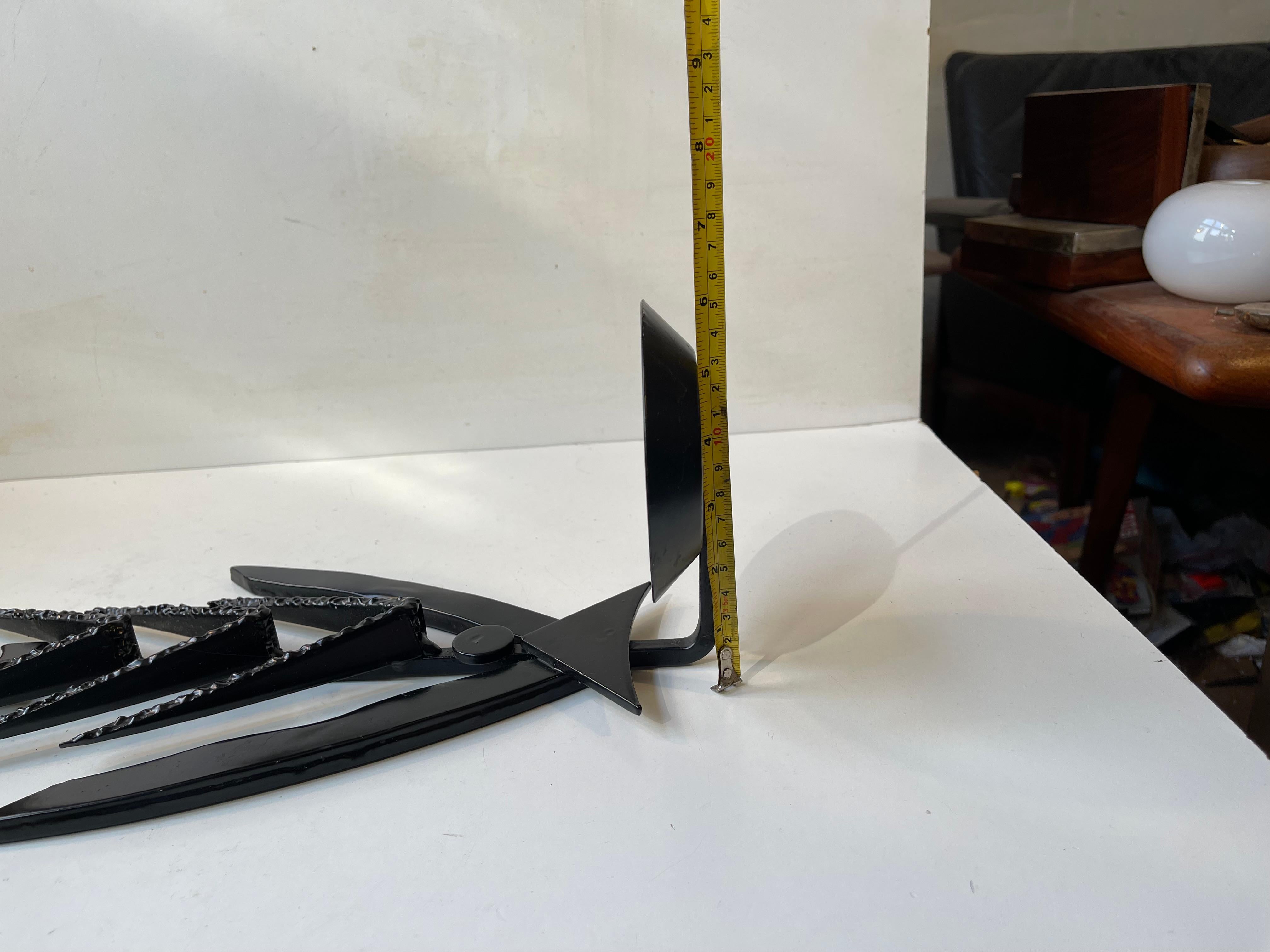 Sculptural Brutalist Iron & Green Glass Wall Candle Lamp by Dantoft, 1970s For Sale 3