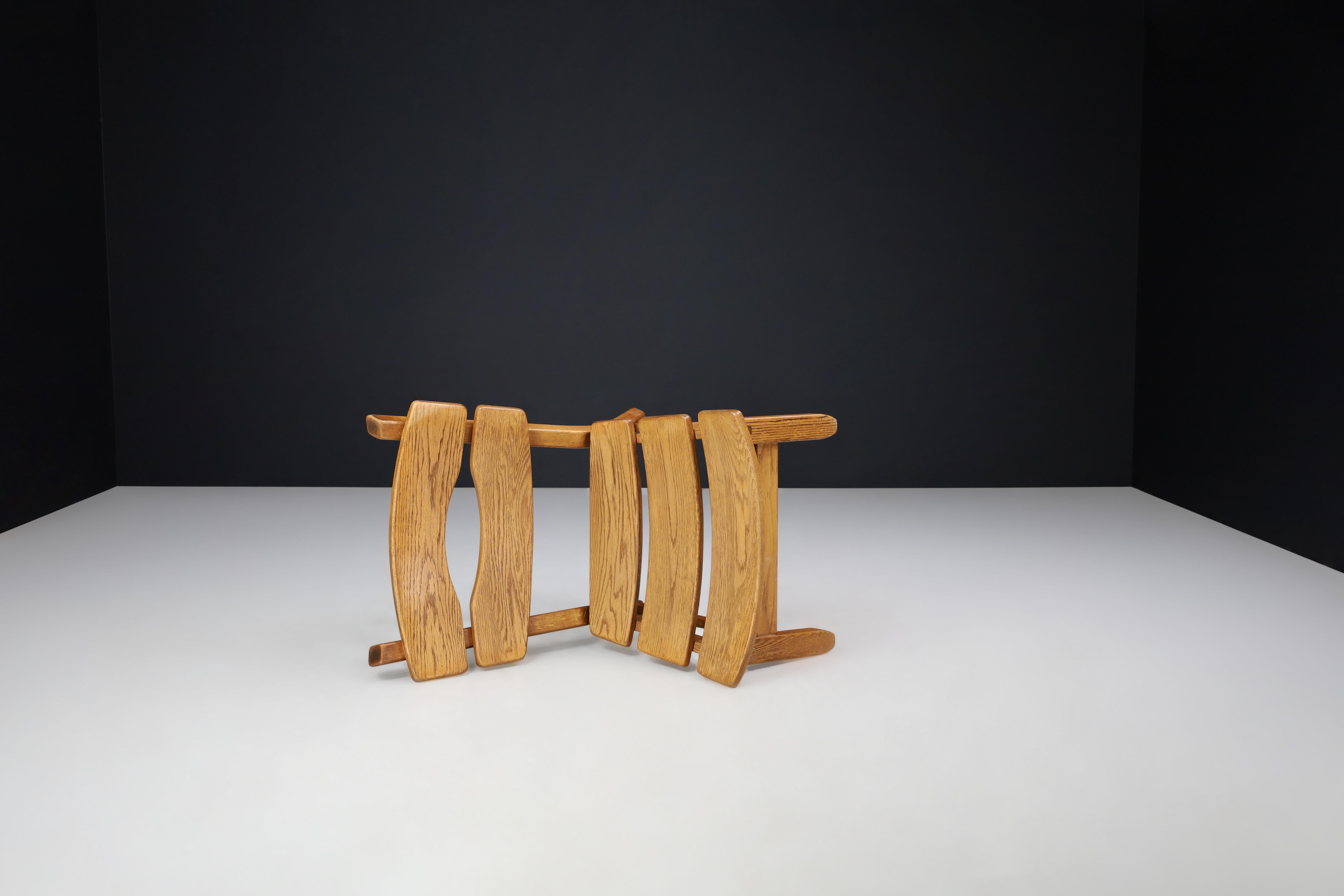 Sculptural Brutalist Lounge Chair in Blond Oak, France, 1960s For Sale 5