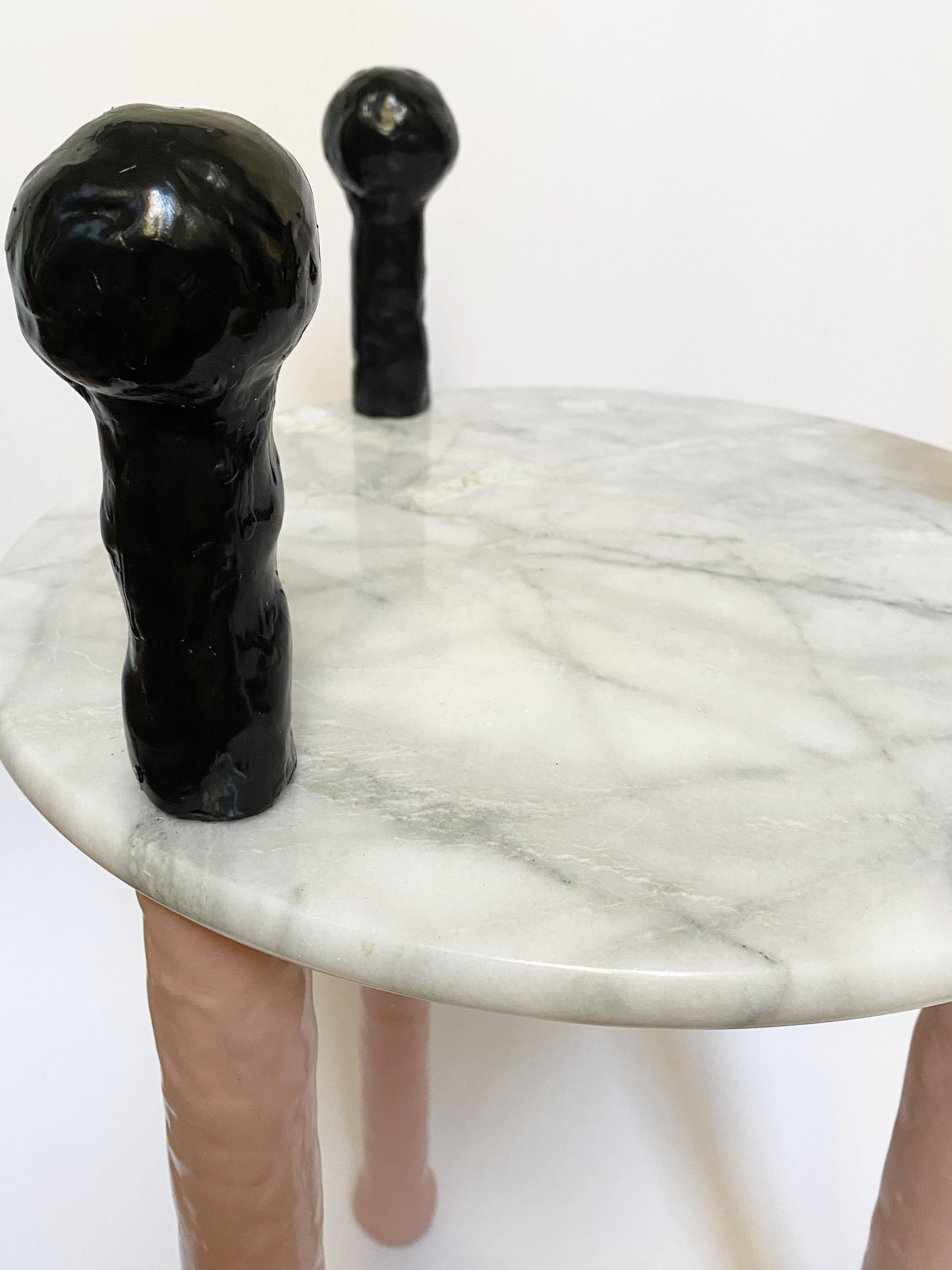 Sculptural Brutalist marble side table by Jonathan Christian.
