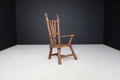 Sculptural Brutalist Oak Armchair – French Artisan Mastery, 1960s