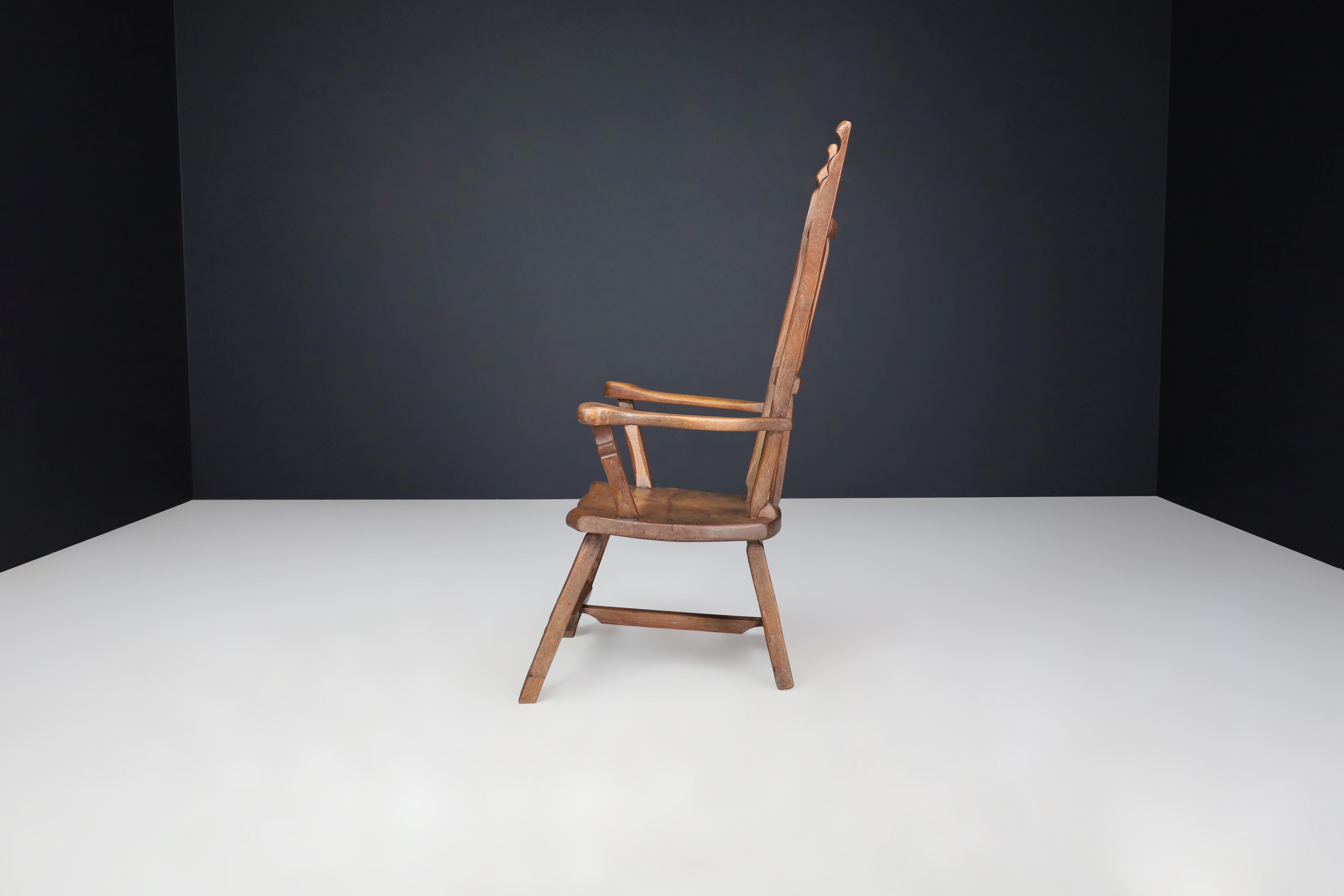 Skulpturaler brutalistischer Eichen-Sessel - Französische Handwerkskunst, 1960er Jahre im Angebot 3