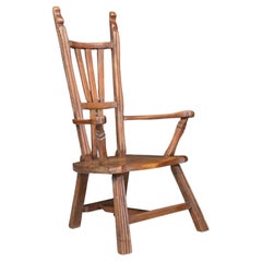 Sculptural Brutalist Oak Armchair – French Artisan Mastery, 1960s